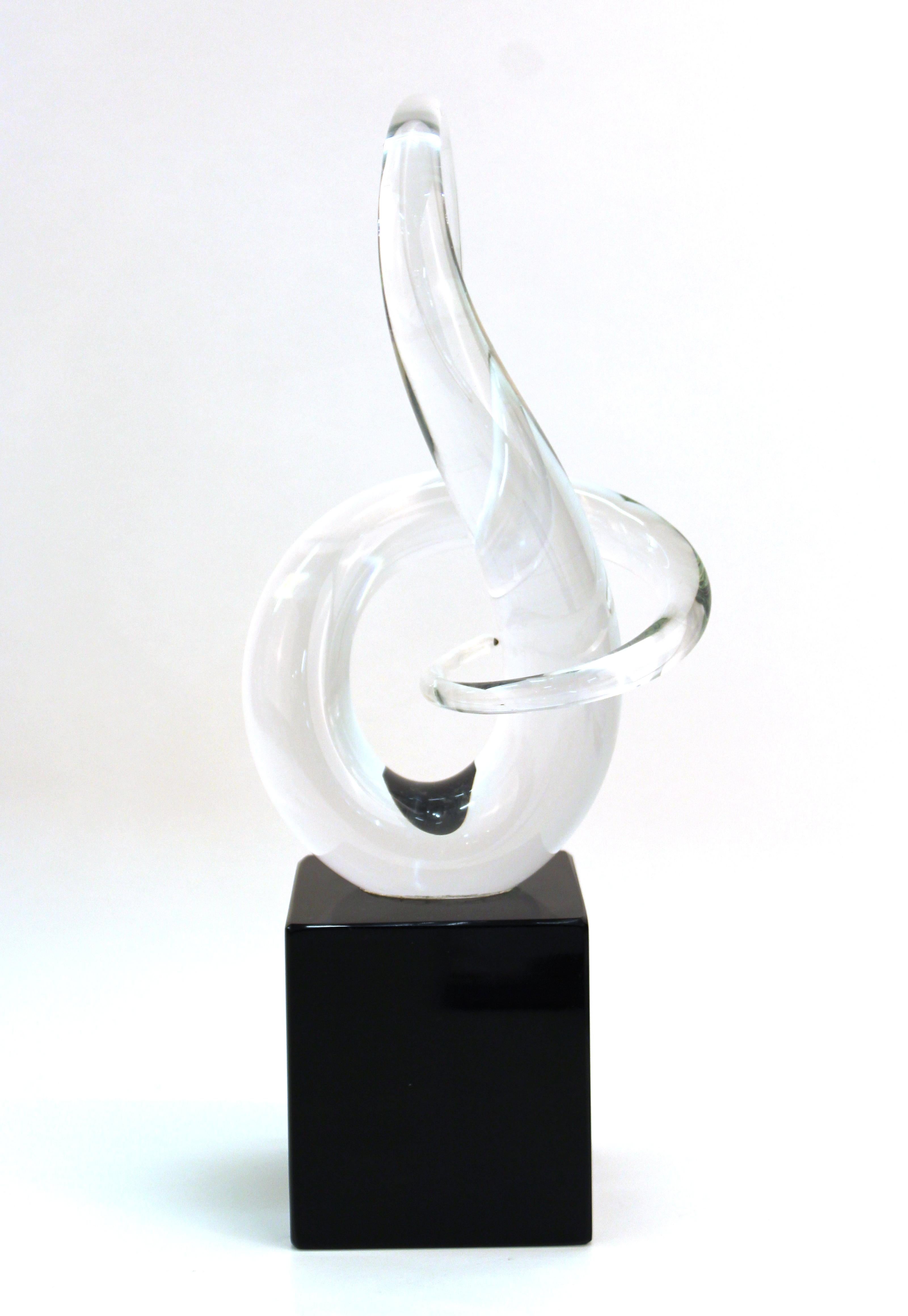Late 20th Century Italian Modern Abstract Art Glass Sculpture Signed Auotra