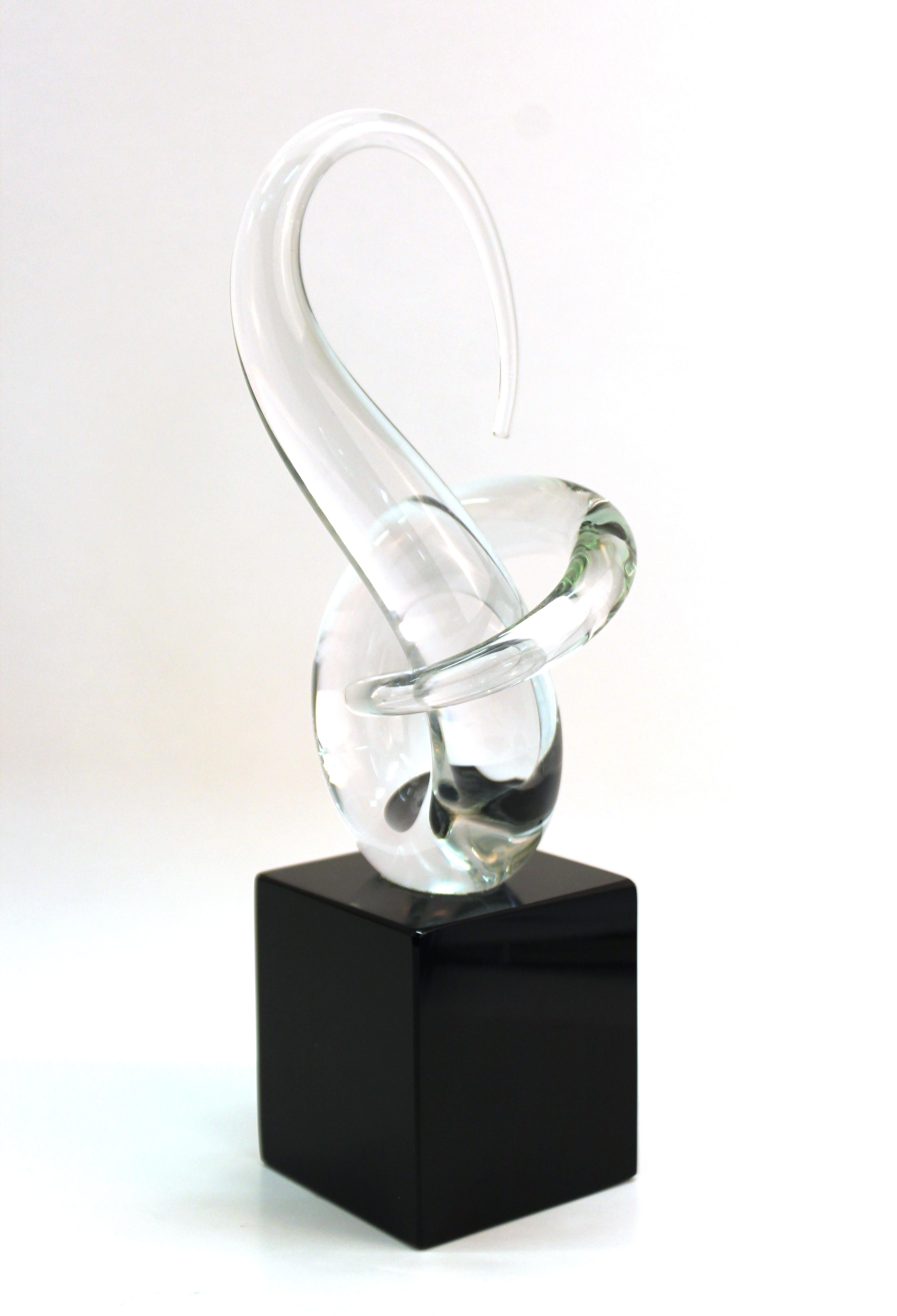Murano Glass Italian Modern Abstract Art Glass Sculpture Signed Auotra