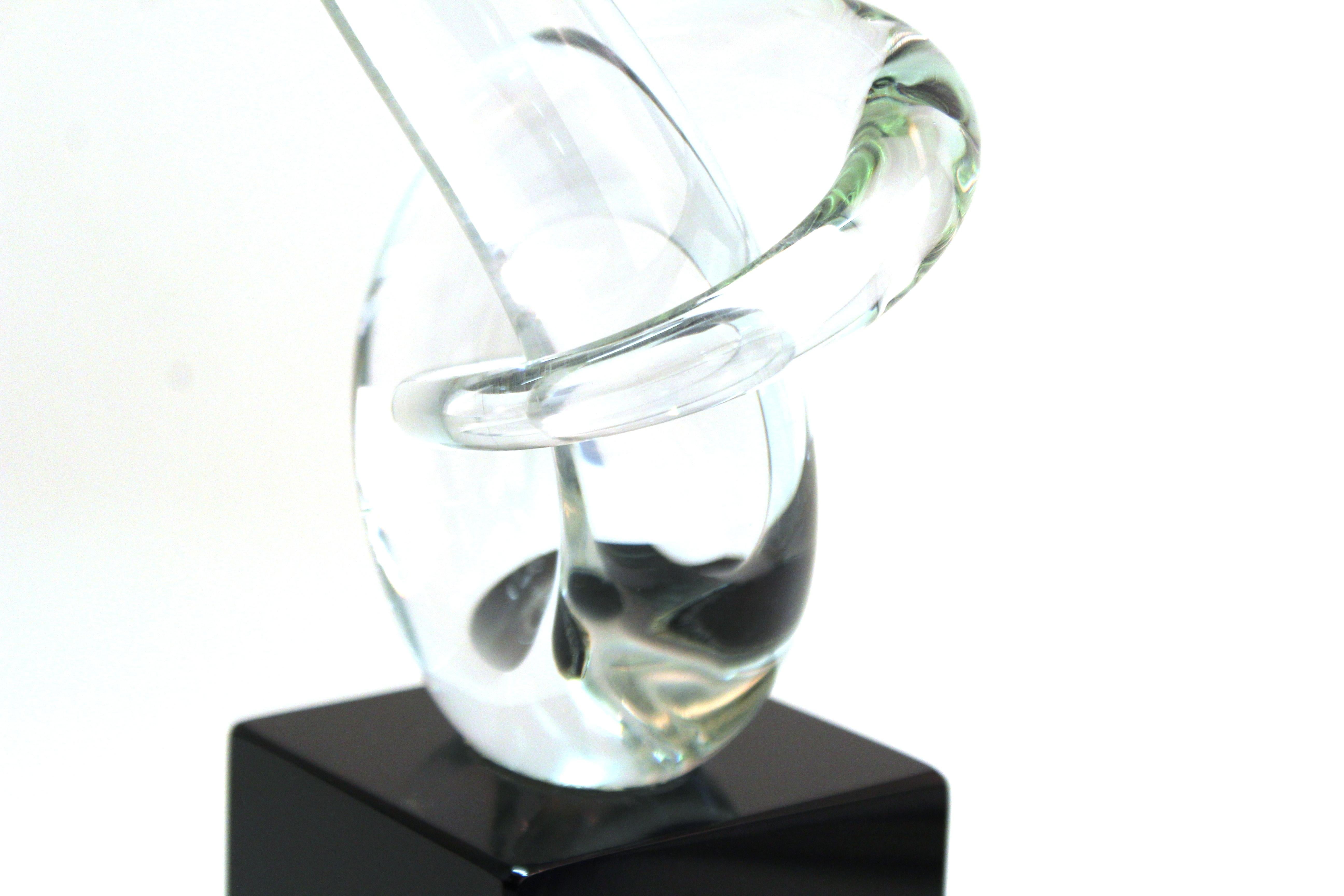 Italian Modern Abstract Art Glass Sculpture Signed Auotra 1