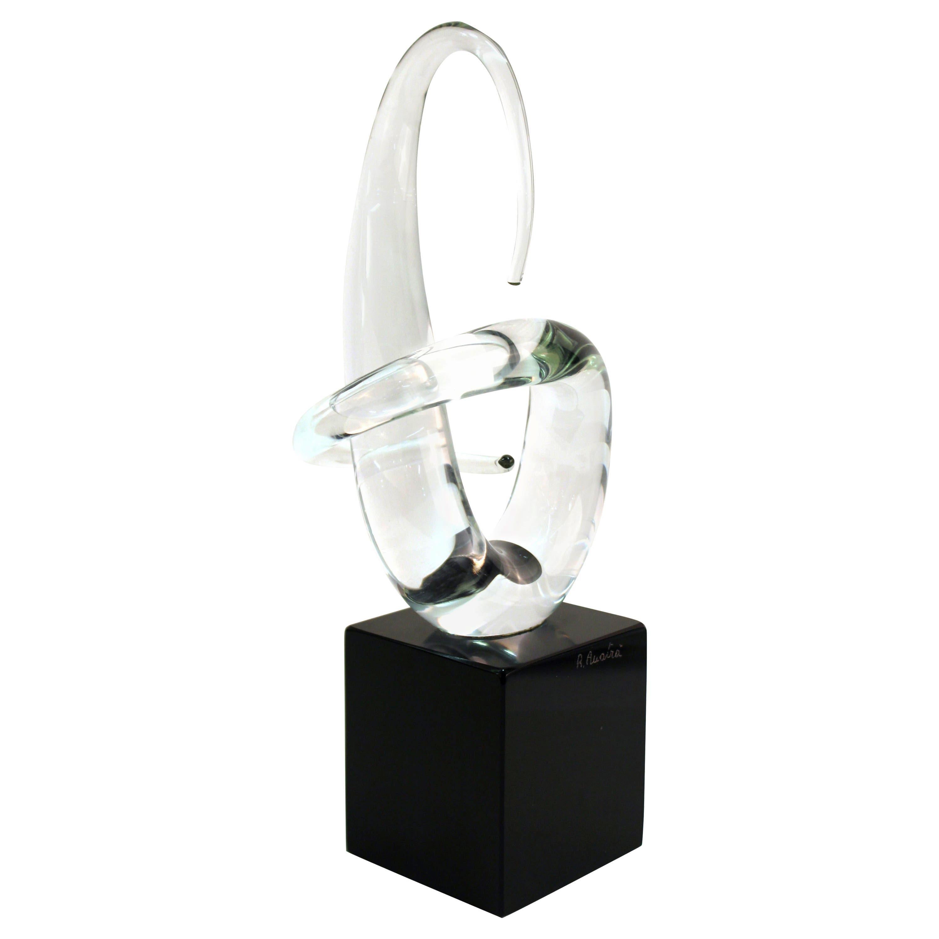 Italian Modern Abstract Art Glass Sculpture Signed Auotra at 1stDibs italian glass sculpture