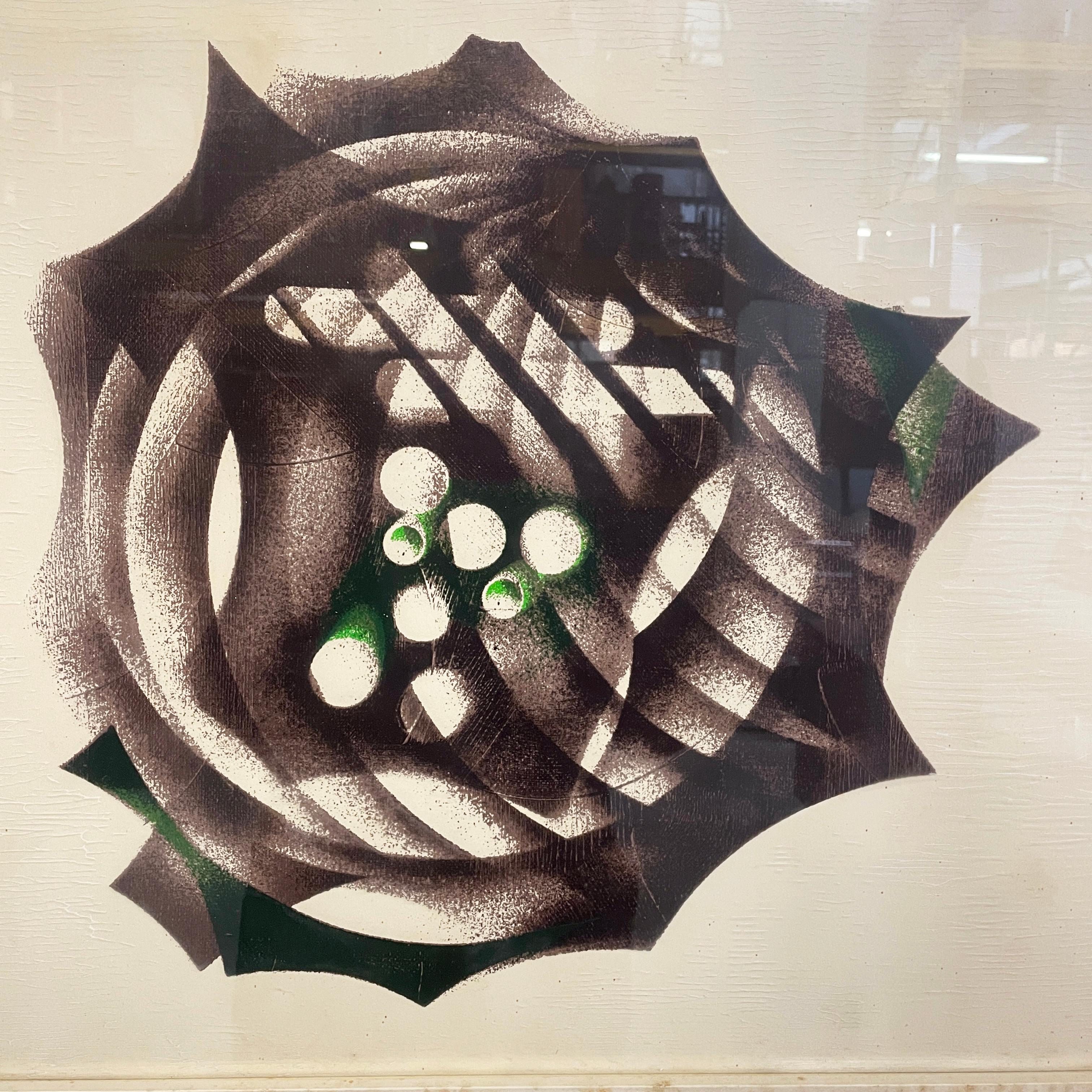 Italian modern Abstract print acrylic relief texture by Clelia Cortemiglia, 1972 In condizioni buone in vendita a MIlano, IT