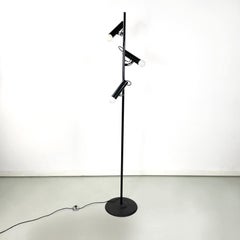 Italian modern Adjustable 3 lights floor lamp P393 by Luci in black metal, 1970s