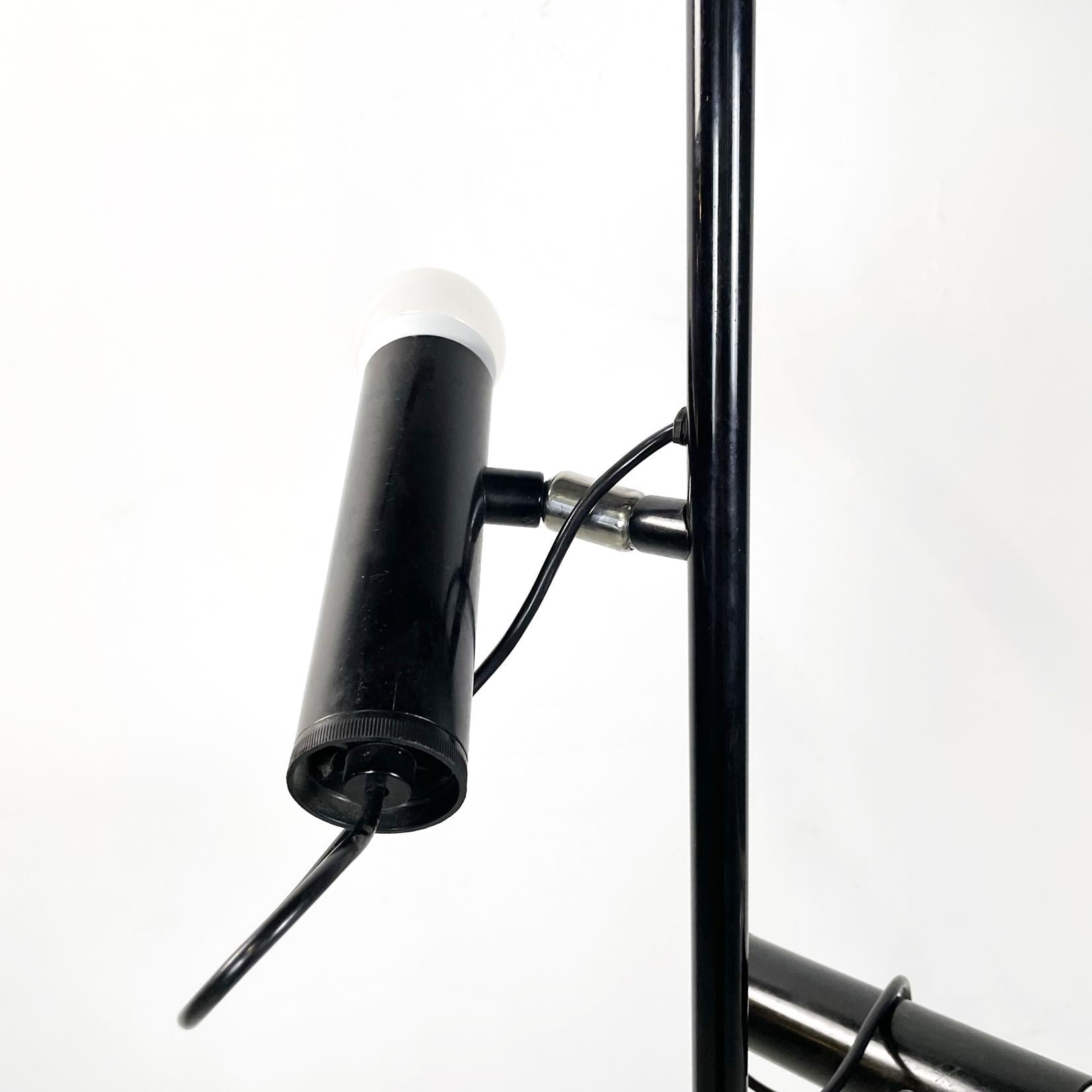 Late 20th Century Italian modern Adjustable 3 lights floor lamp P393 by Luci in black metal, 1970s For Sale