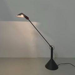 Italian Modern Adjustable Black and Silver Metal Table Lamp, 1980s