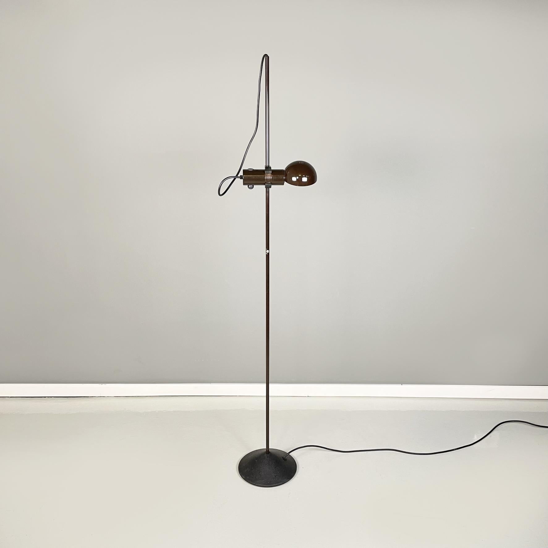 Modern Italian modern Adjustable floor lamp in brown metal by Tronconi, 1970s For Sale