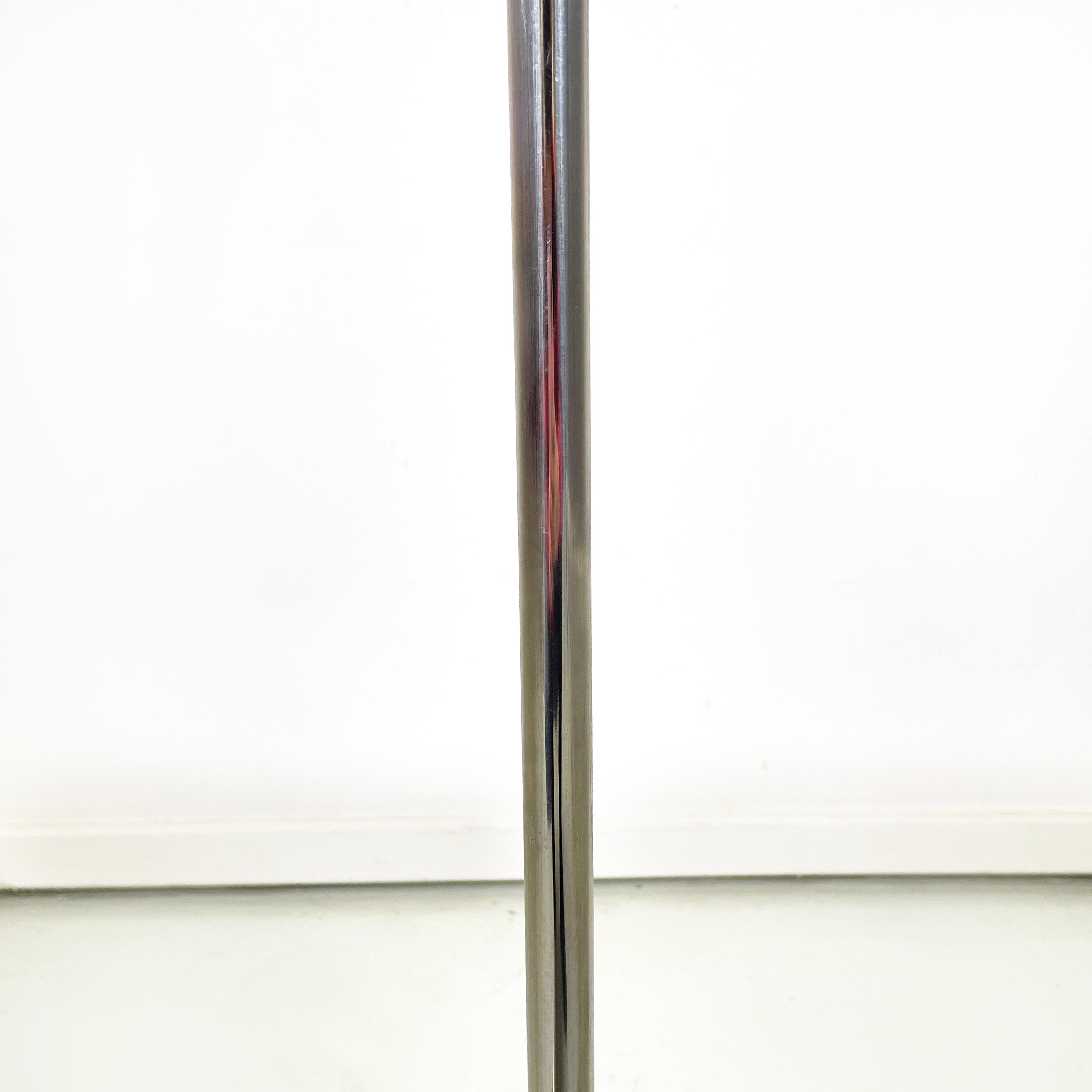 Italian modern Adjustable floor lamp with 3 light in chromed  black metal, 1970s For Sale 8