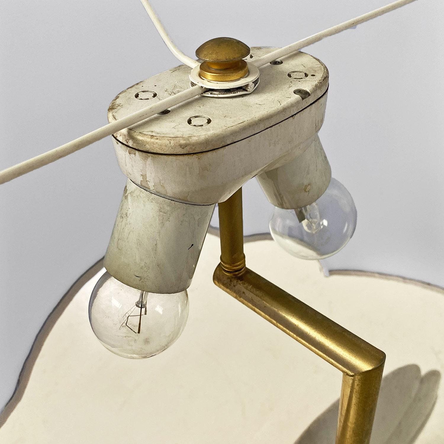 Italian modern adjustable table lamp with ceramic peacock and brass, 1970s 9