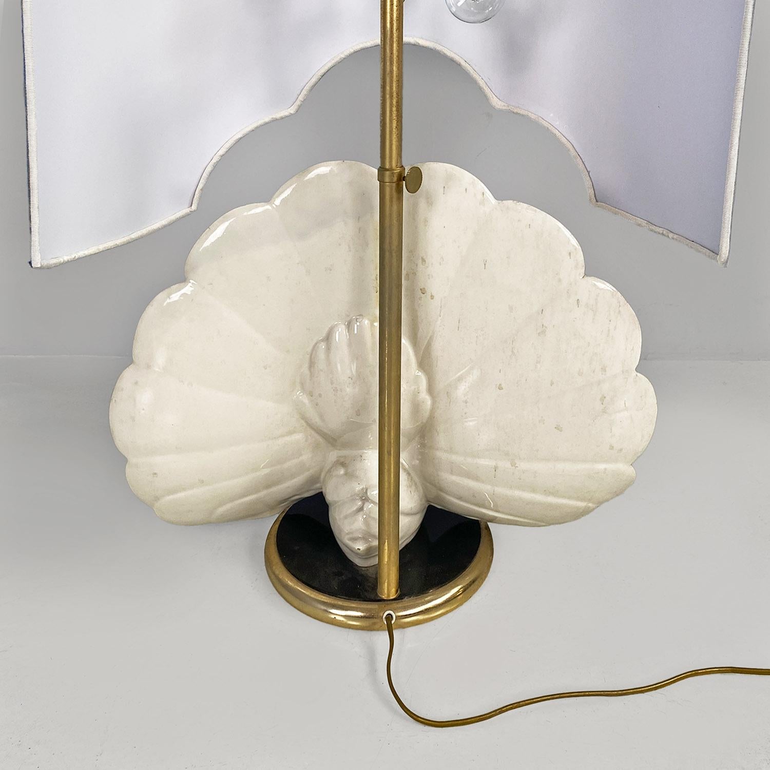 Italian modern adjustable table lamp with ceramic peacock and brass, 1970s 12