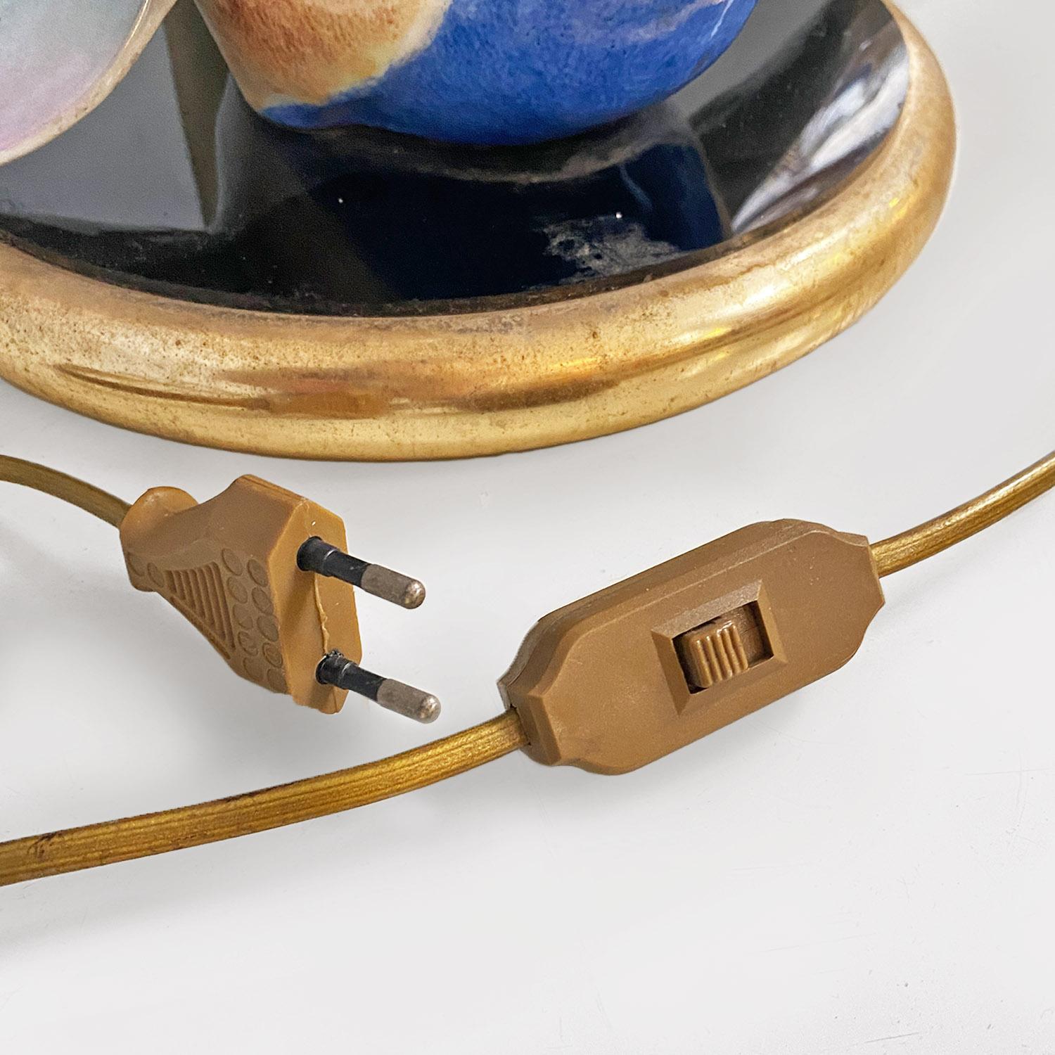 Italian modern adjustable table lamp with ceramic peacock and brass, 1970s 14