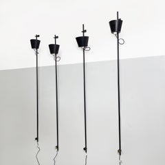 Italian modern Adjustable wall lamps in black metal, 1980s