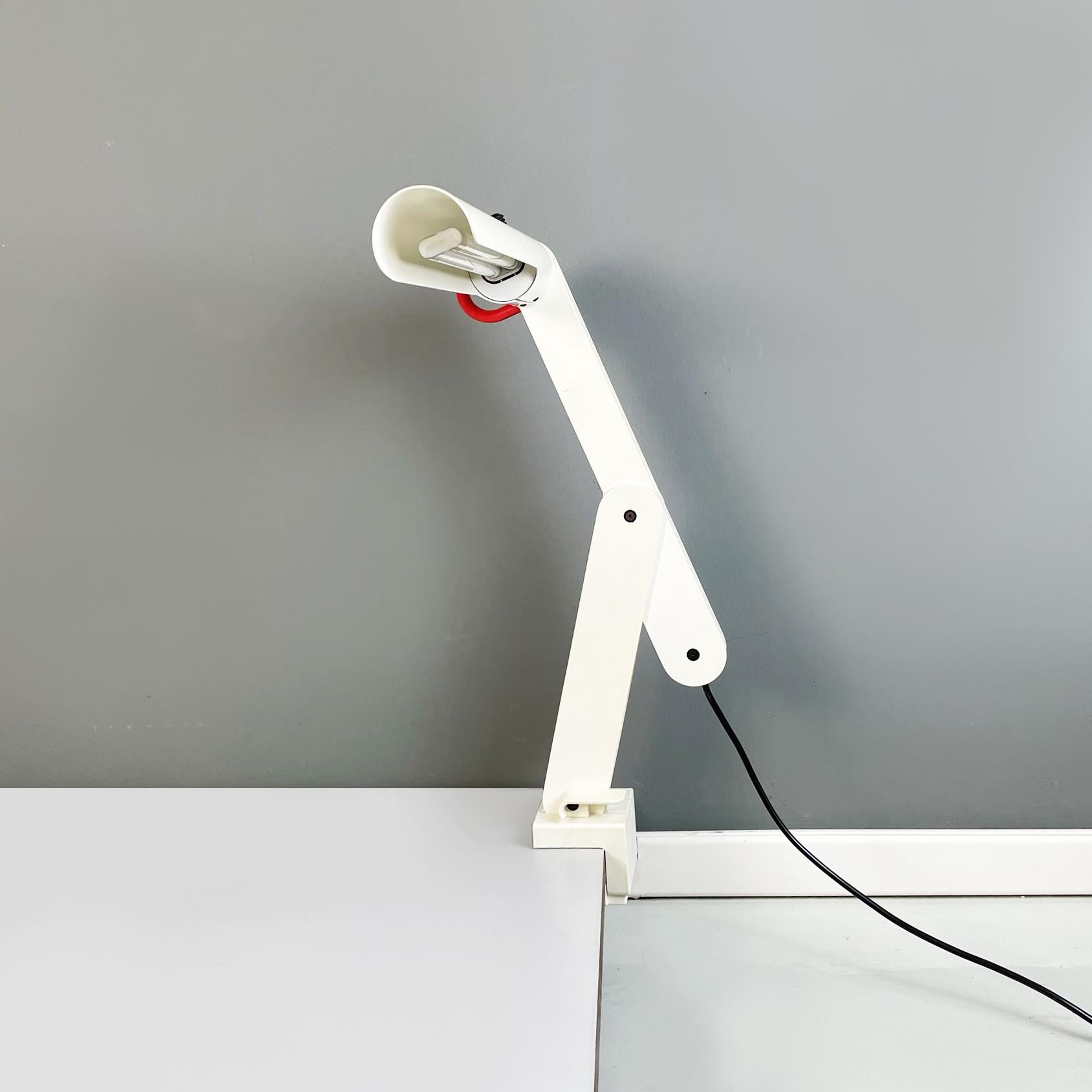 Italian Modern Adjustable White Metal Table Lamp with Clamp, 1980s For Sale 2