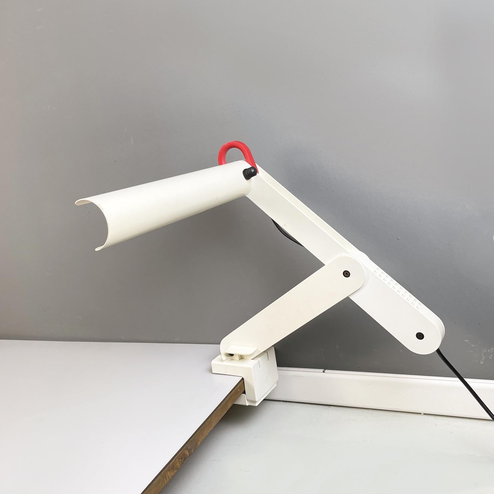 Italian Modern Adjustable White Metal Table Lamp with Clamp, 1980s For Sale 3