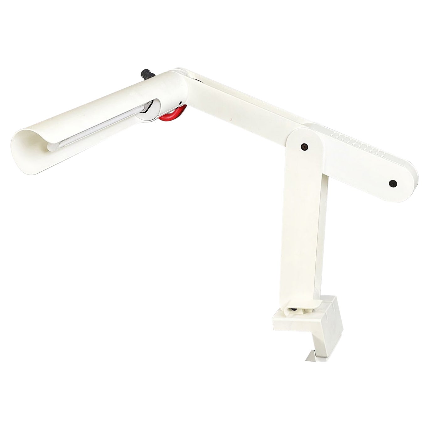 Lampe de bureau moderne italienne réglable en métal blanc avec lampe, années 1980 en vente