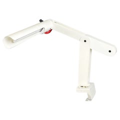 Italian Modern Adjustable White Metal Table Lamp with Clamp, 1980s