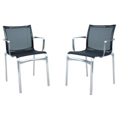 Italian Modern Alberto Meda for Alias Bigframe Mesh Dining Armchairs, a Pair
