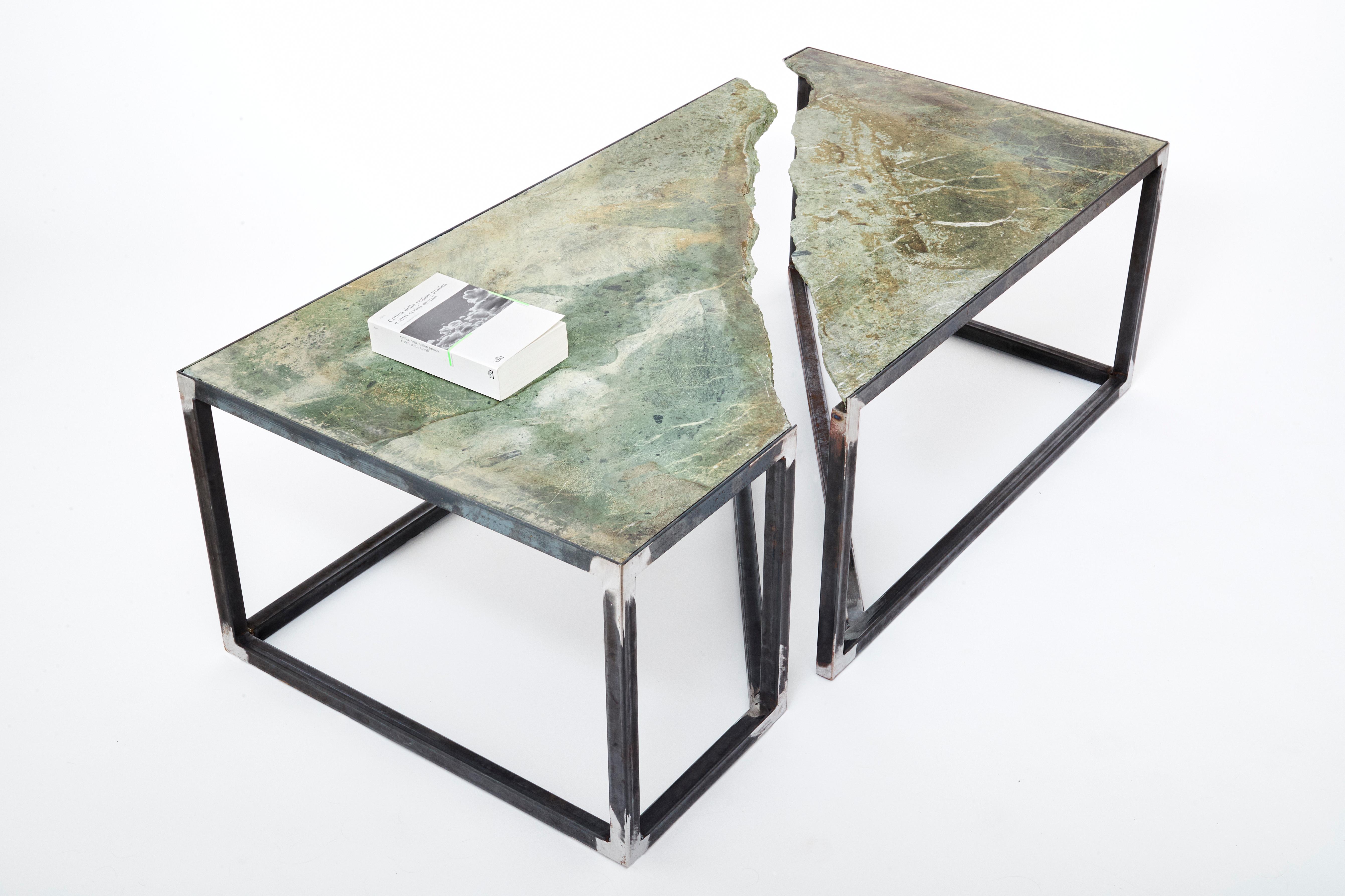 Italian Modern Alpine Marble and Brass Table by Federico Fontanella For Sale 3
