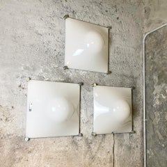Moderne italienische Wandleuchten aus Aluminium und weißem Kunststoff von Martinelli Luce, 1970er Jahre