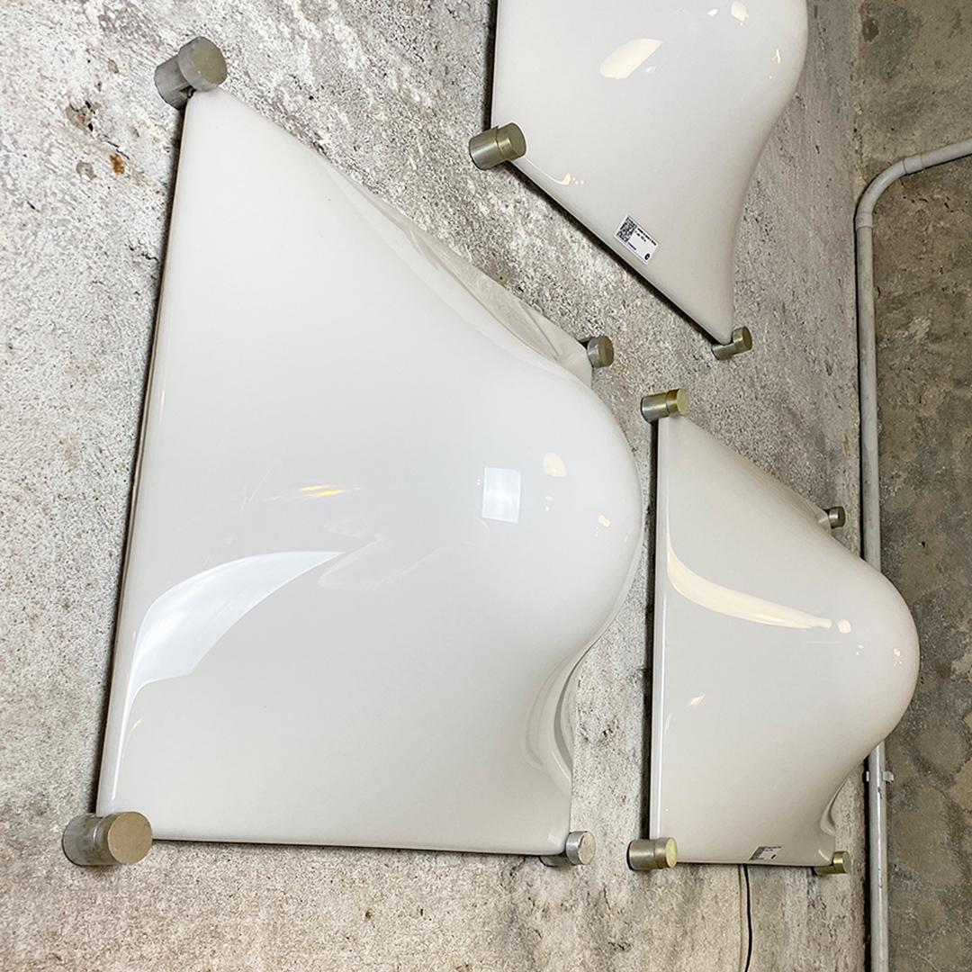 Metal Italian Modern Aluminum and White Plastic Wall Lamps by Martinelli Luce, 1970s For Sale