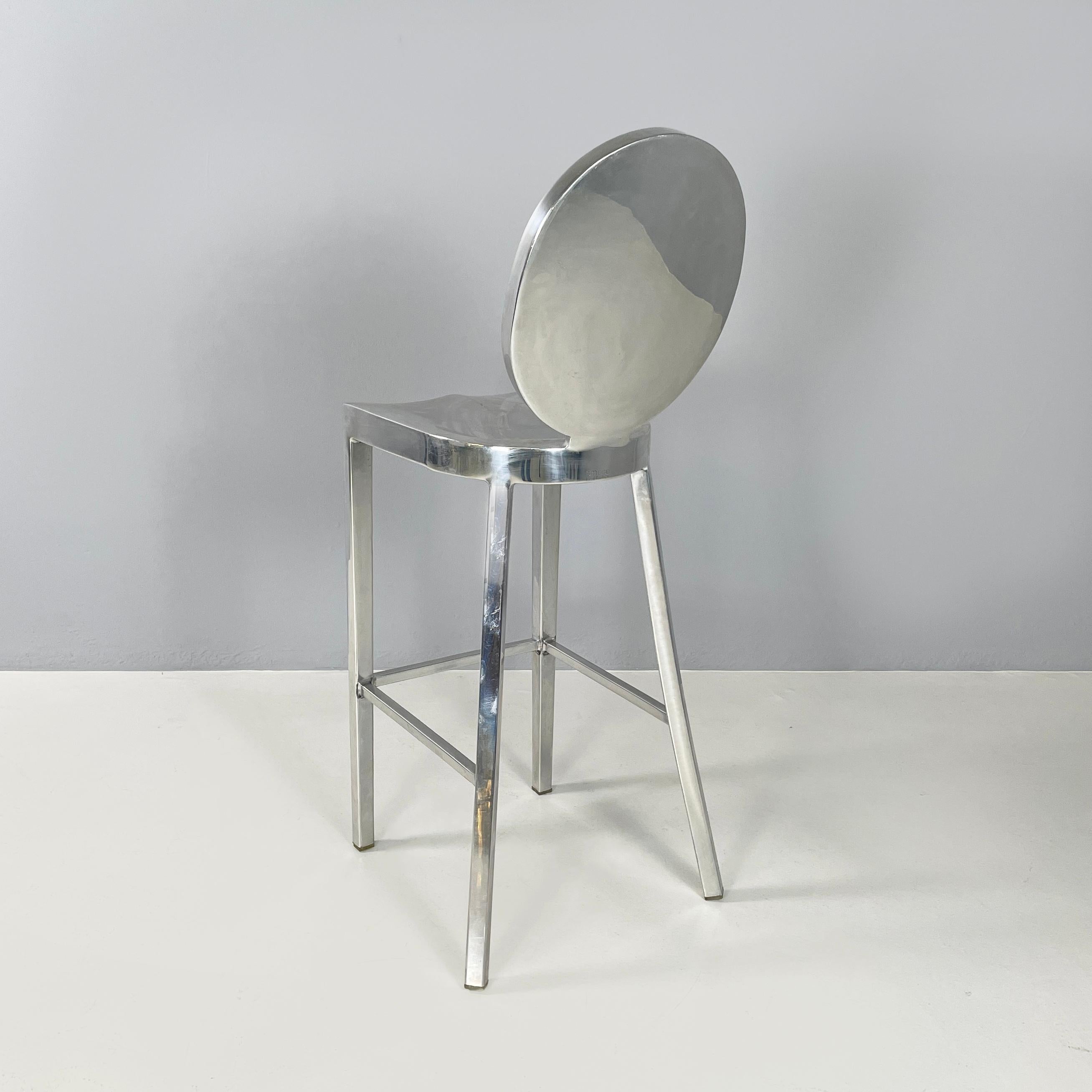 Italian modern Aluminum high bar stool Kong by Philippe Starck for Emeco, 2000s In Good Condition For Sale In MIlano, IT