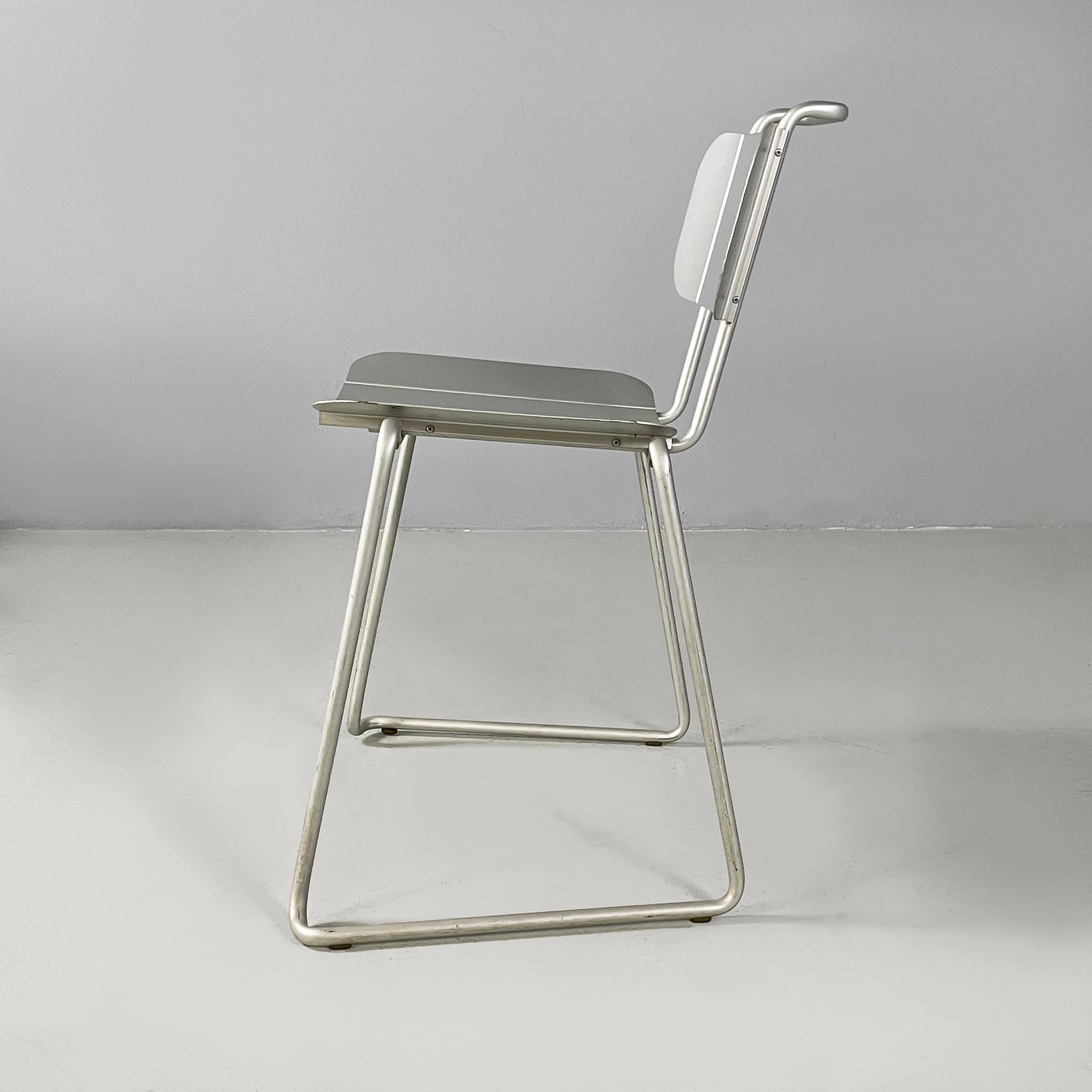 Modern Italian modern aluminum stackable chairs by Tanzi, 1980s