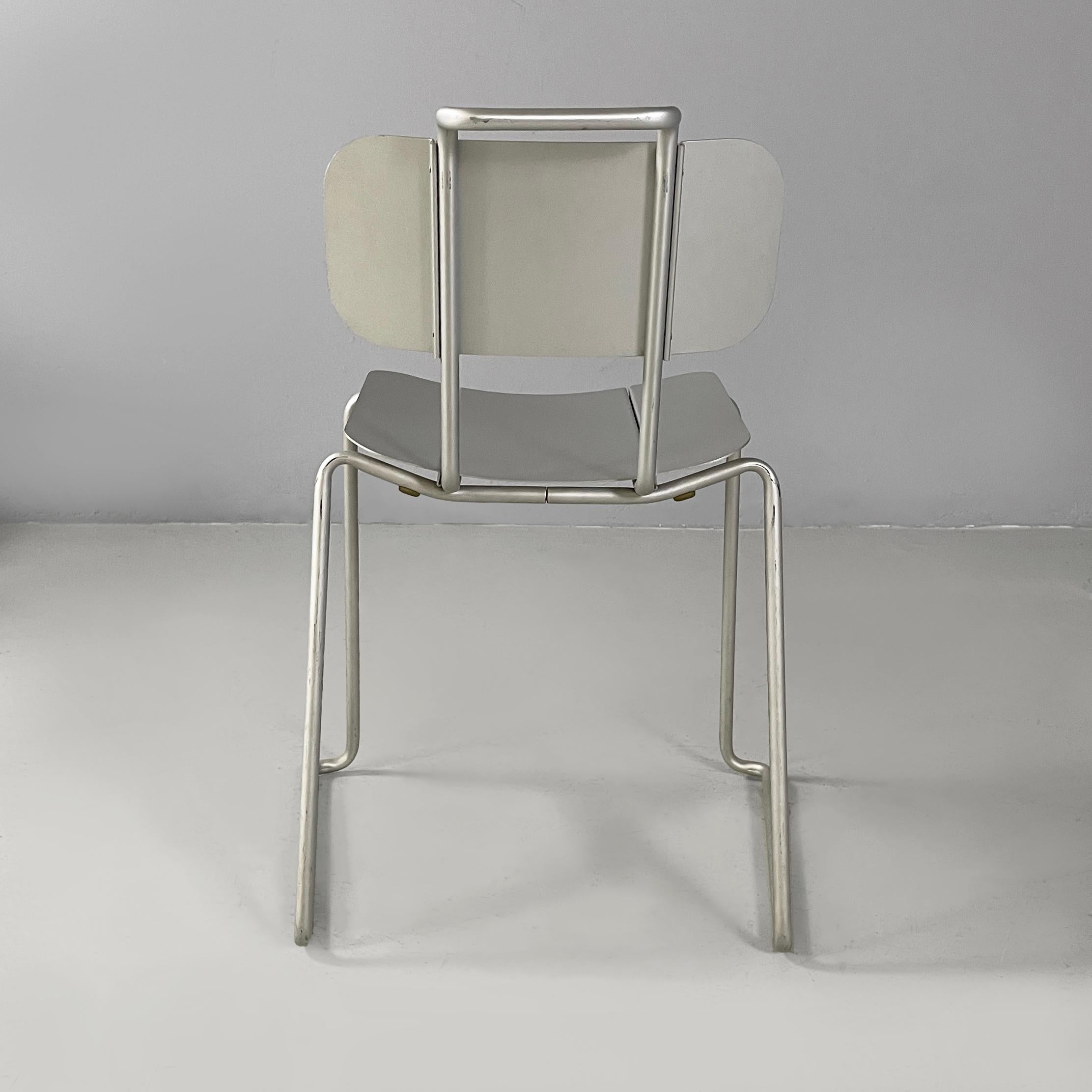 Italian modern aluminum stackable chairs by Tanzi, 1980s In Good Condition In MIlano, IT