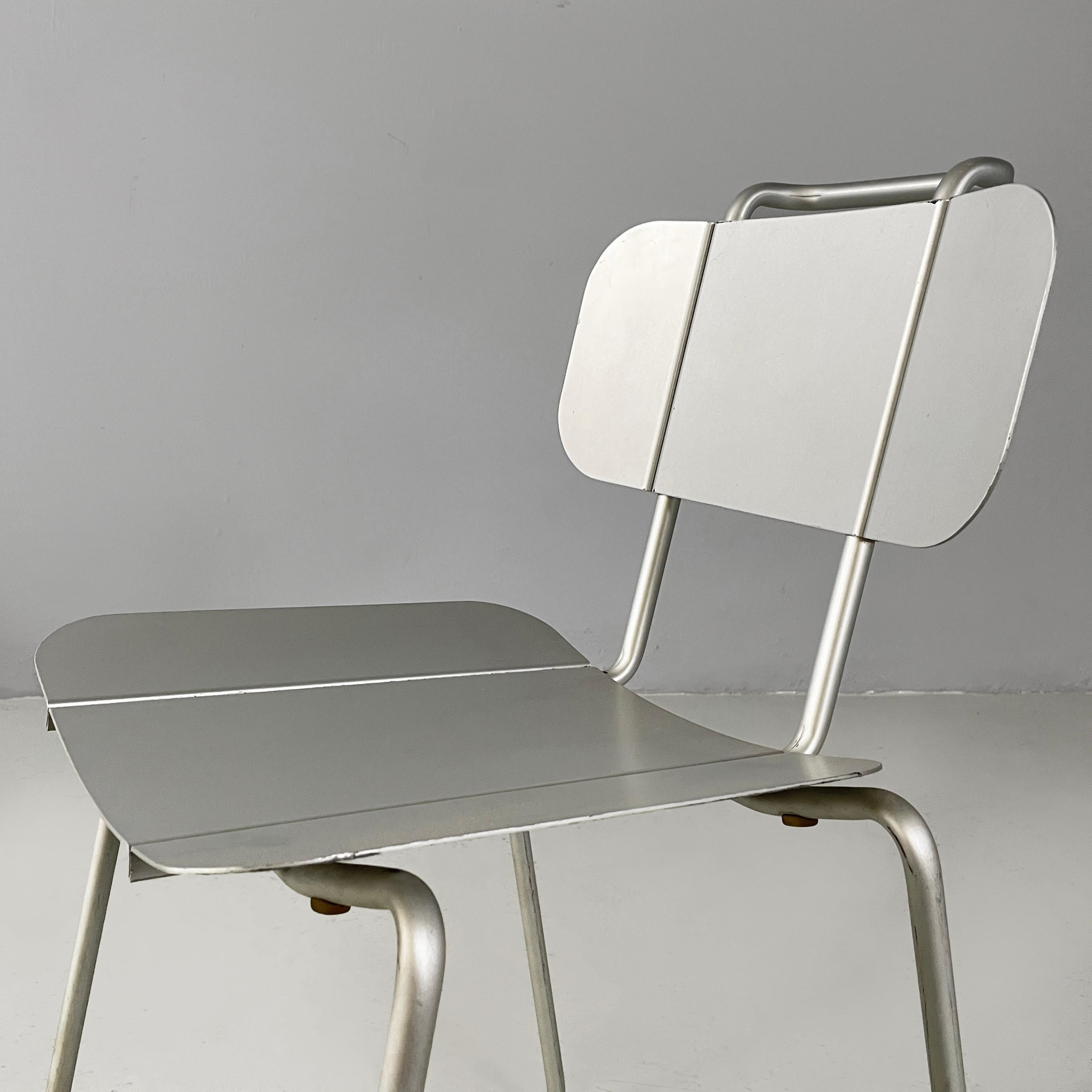 Late 20th Century Italian modern aluminum stackable chairs by Tanzi, 1980s