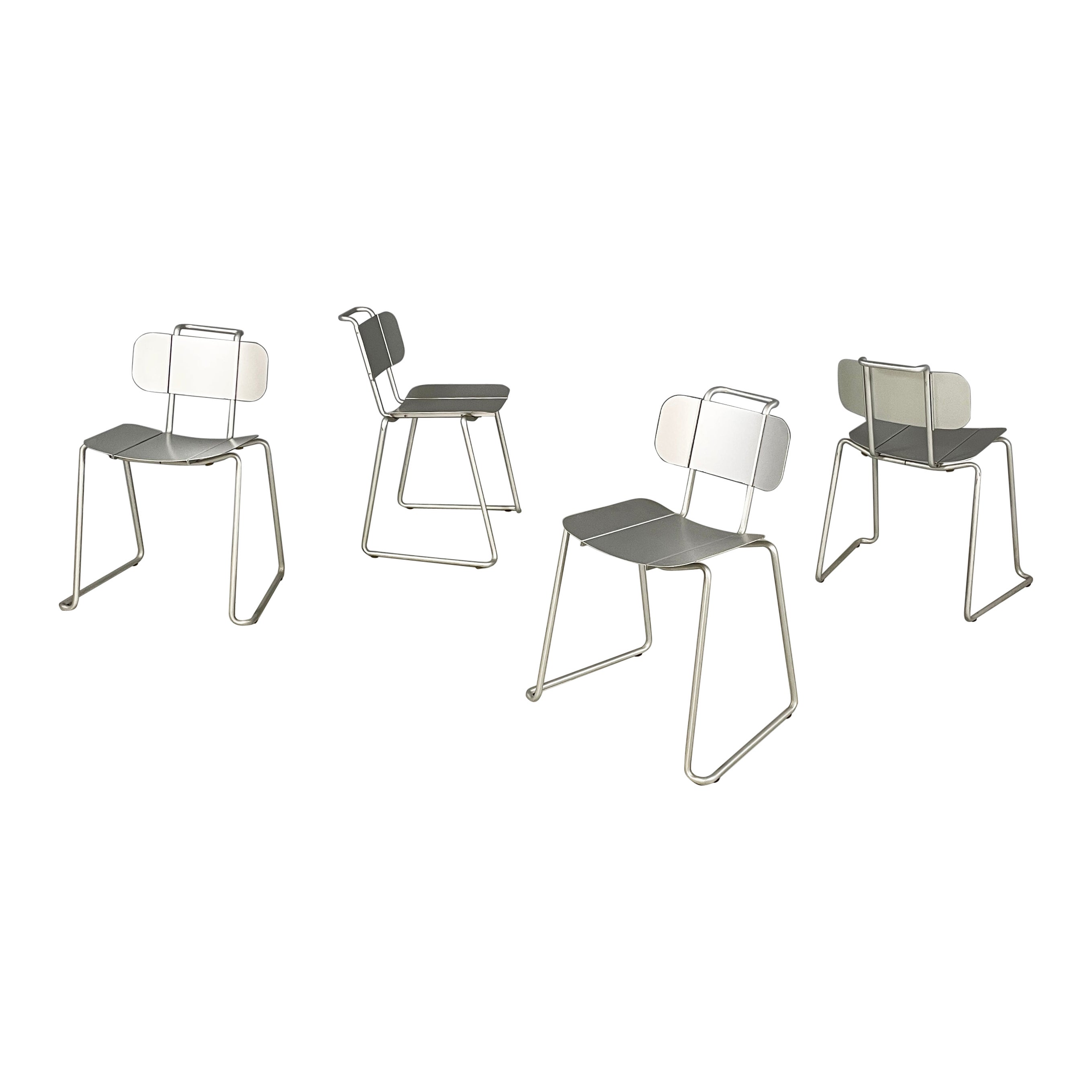 Italian modern aluminum stackable chairs by Tanzi, 1980s