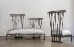 Italian Modern Annibale Oste for Dilmos Armchair Aluminium Cast Fabric