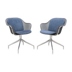 Italian Modern Antonio Citterio for B&B Italia Iuta Swivel Dining Chairs, a Pair