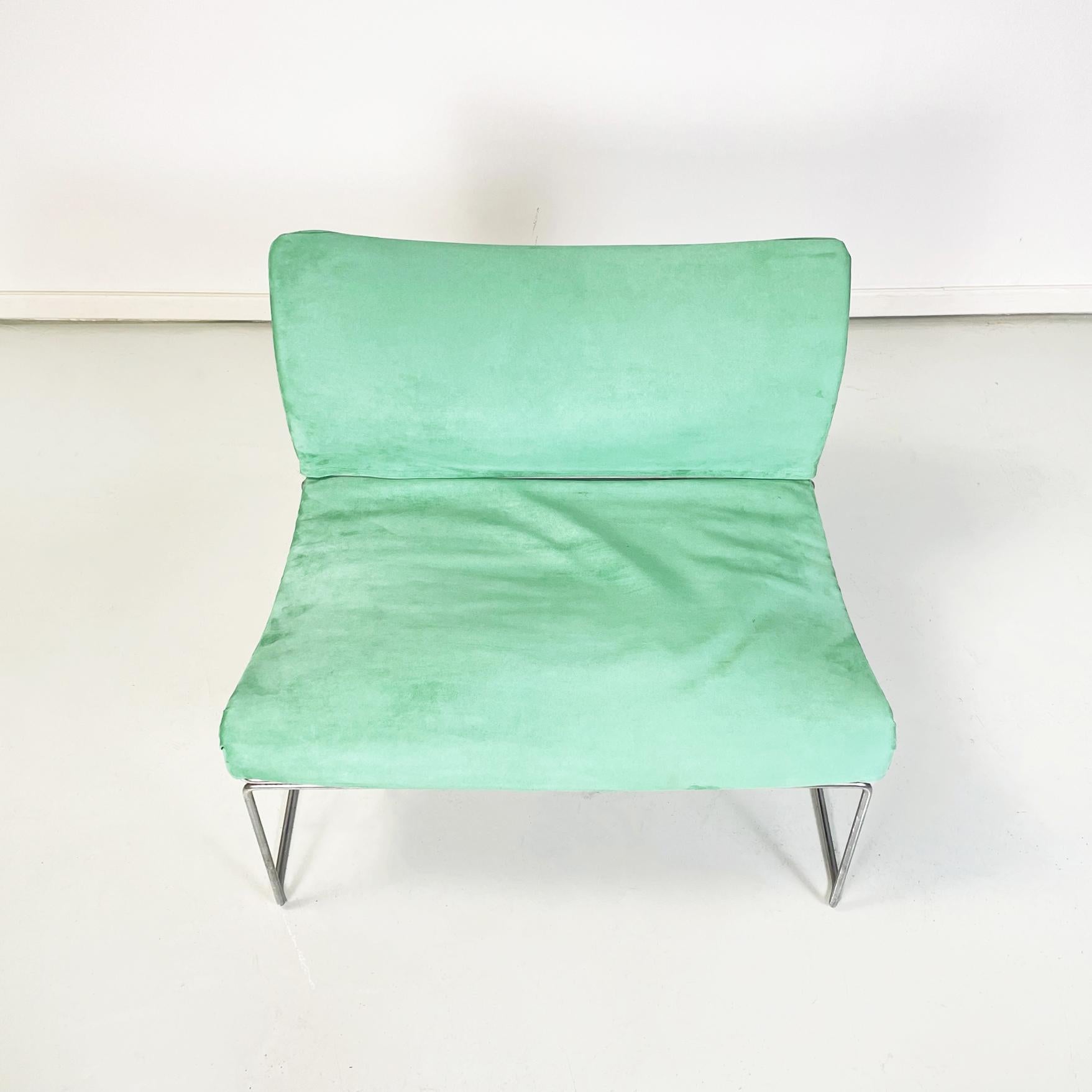 Steel Italian Modern Aqua Green Armchair Saghi by Kazuhide Takahama for Gavina, 1970s For Sale