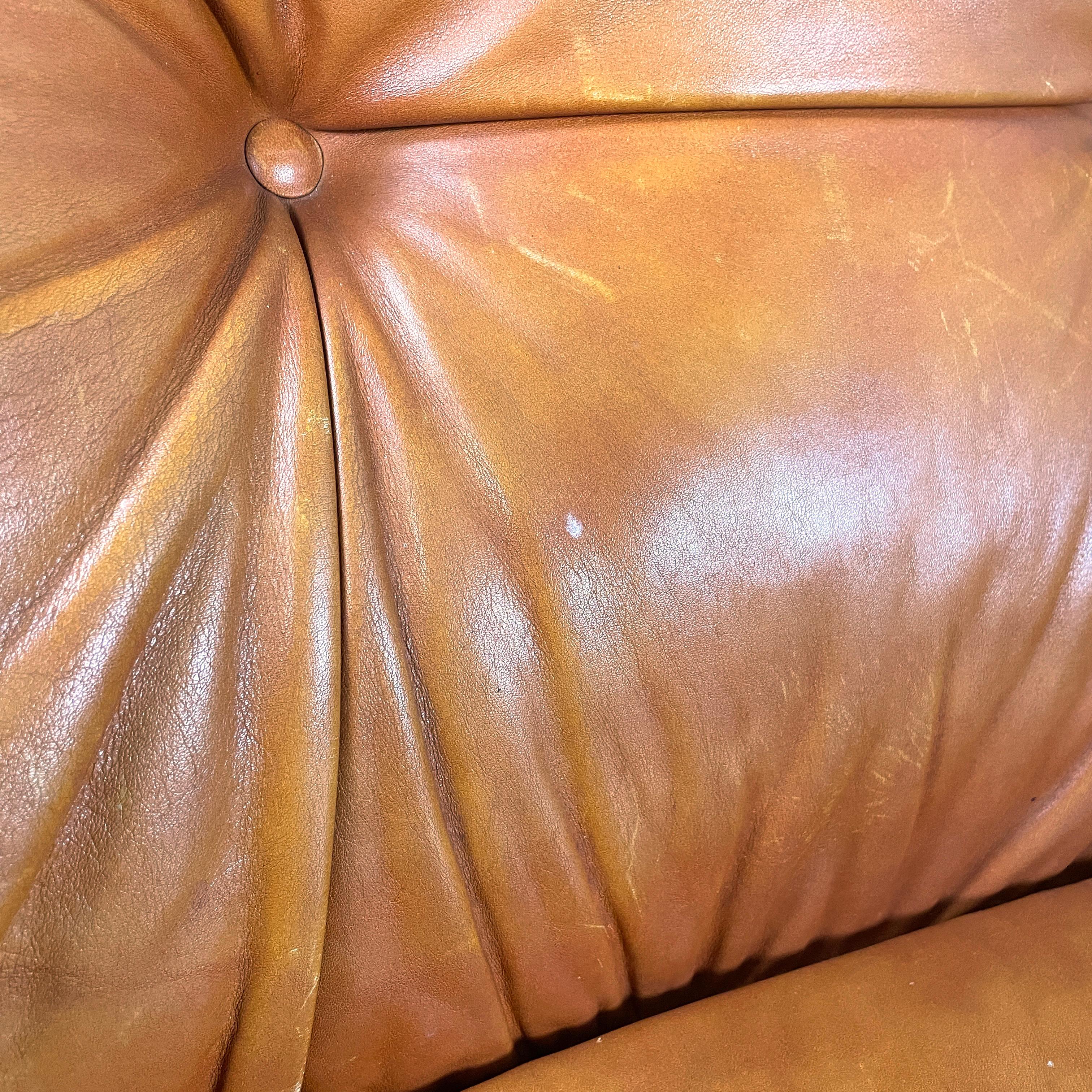 Italian modern Armchair in brown leather and chromed metal, 1970s 7