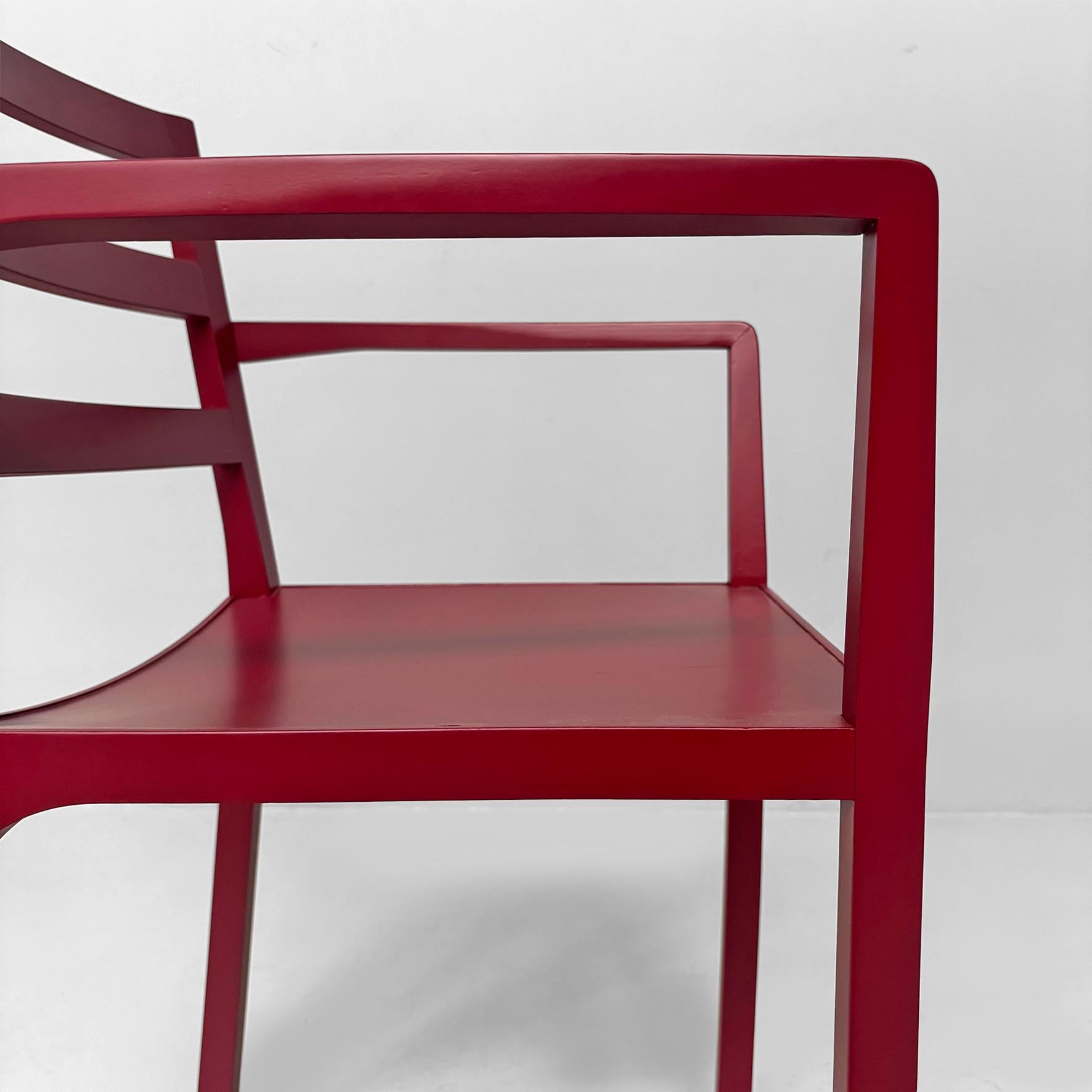 Moderner italienischer Sessel aus burgunderfarben lackiertem Holz, 1980er Jahre im Angebot 5