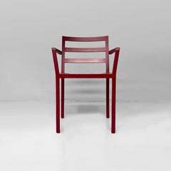 Italian modern armchair in burgundy varnished wood, 1980s