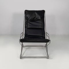 Italian modern armchair in faux leather and steel, 1970s