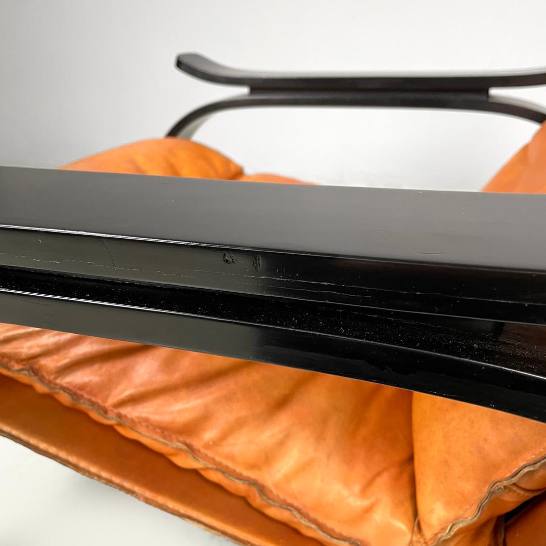 Poltrona moderna italiana Wood Woodline in legno e pelle di Zanuso per Arflex, anni '70 5