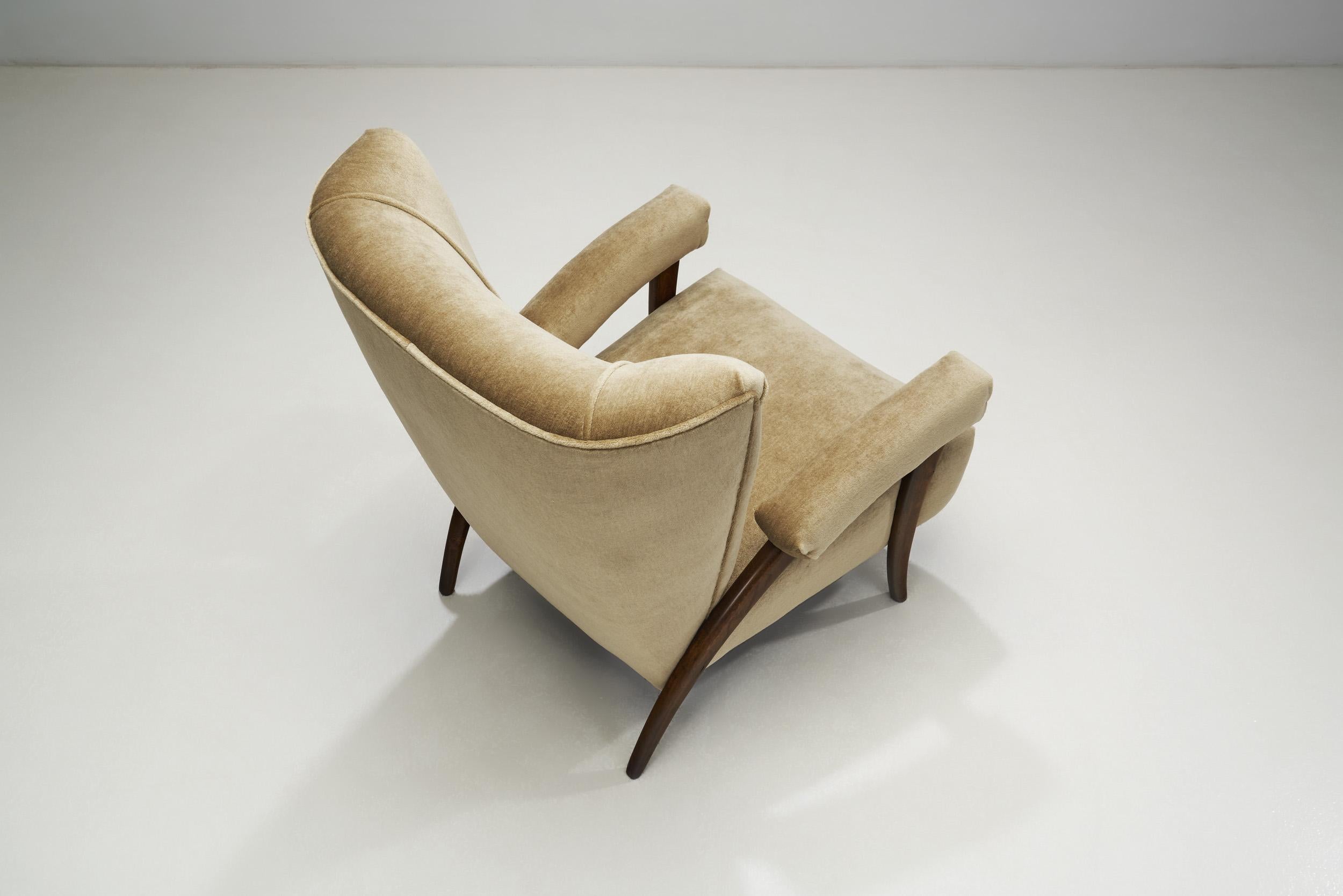 Velvet Italian Modern Armchairs with 