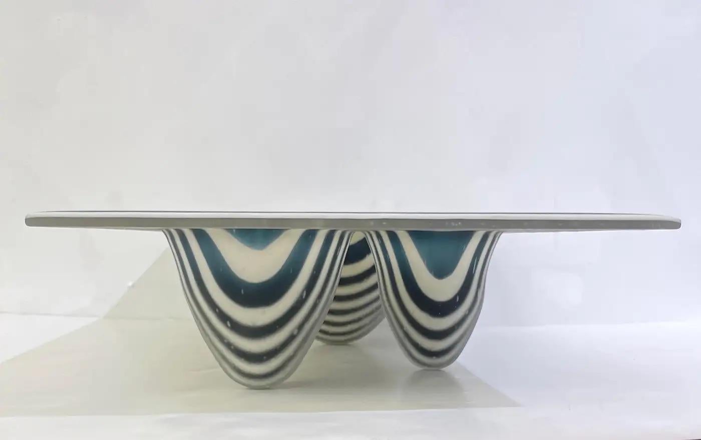 Art moderne italien, vase organique en verre de Murano à rayures noires et blanches en vente 8