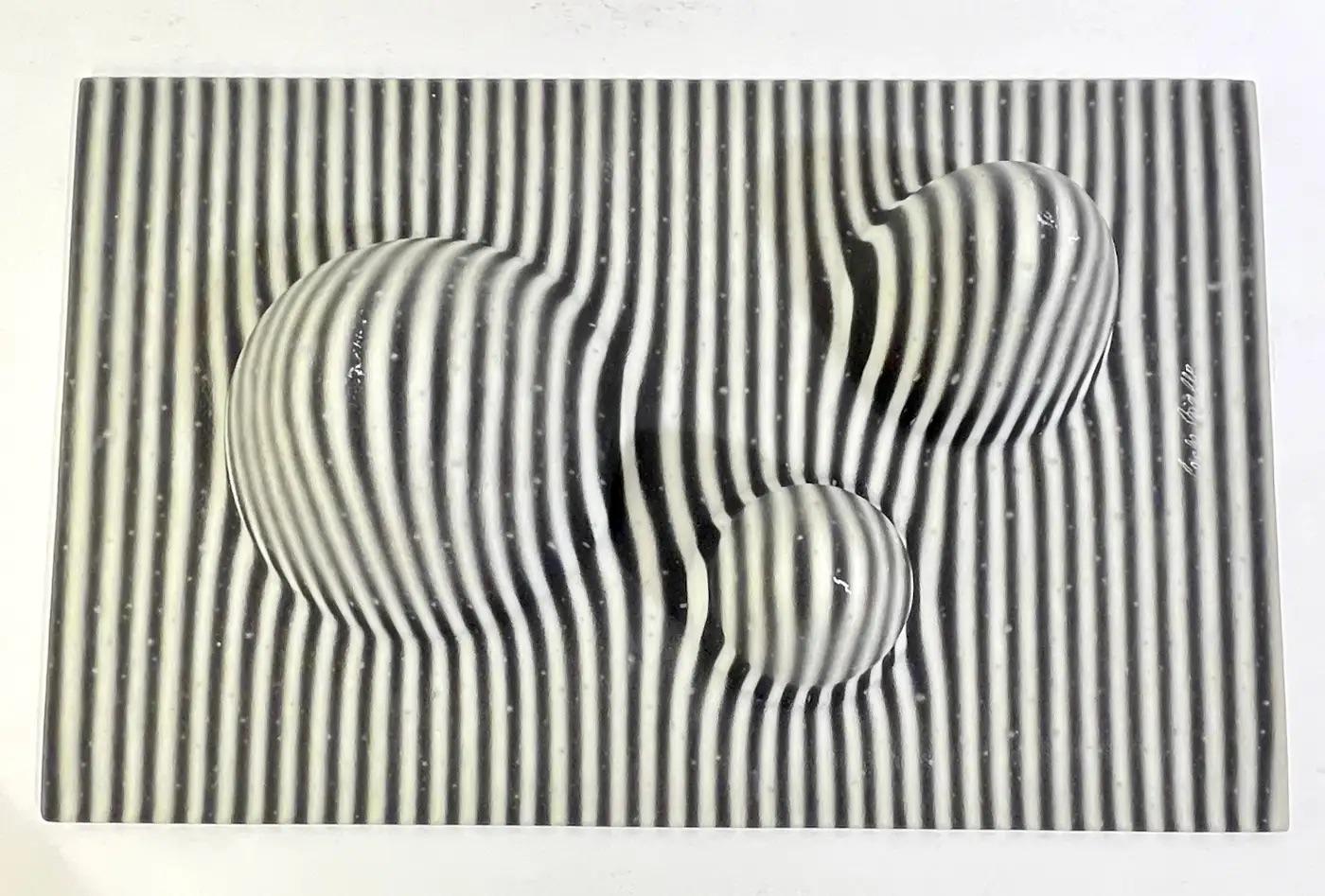 Art moderne italien, vase organique en verre de Murano à rayures noires et blanches en vente 9