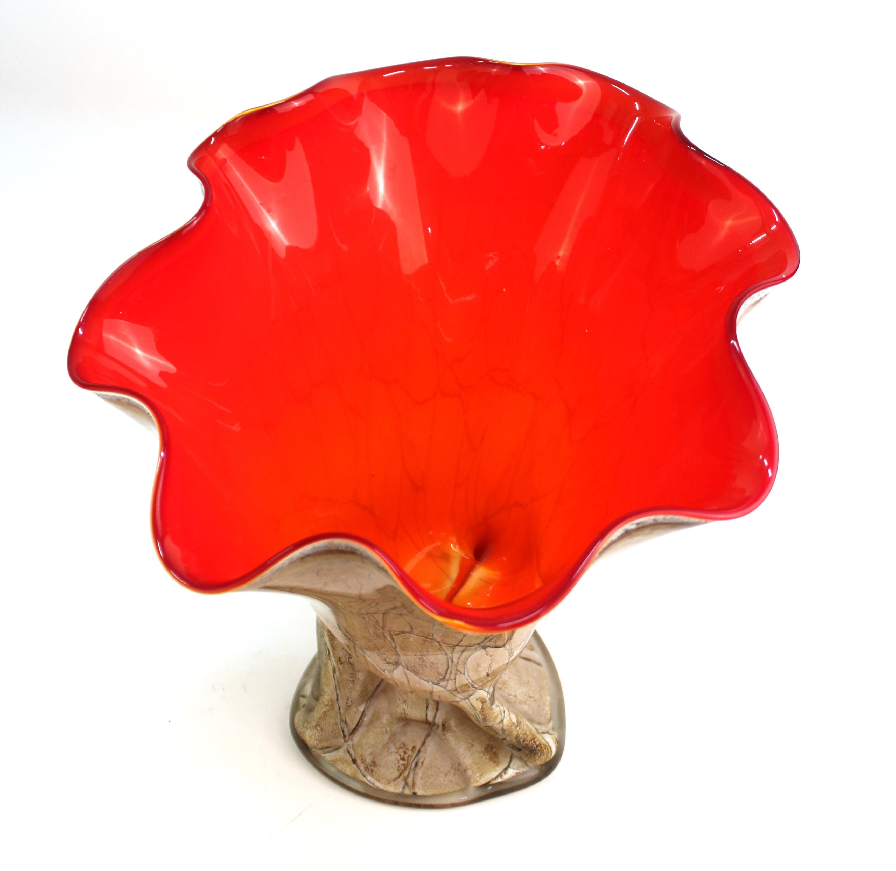 Murano Glass Italian Modern Art Glass Handkerchief Bowl or Vase