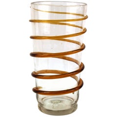 Italian Modern Art Glass Vase with Snaking Glass Band