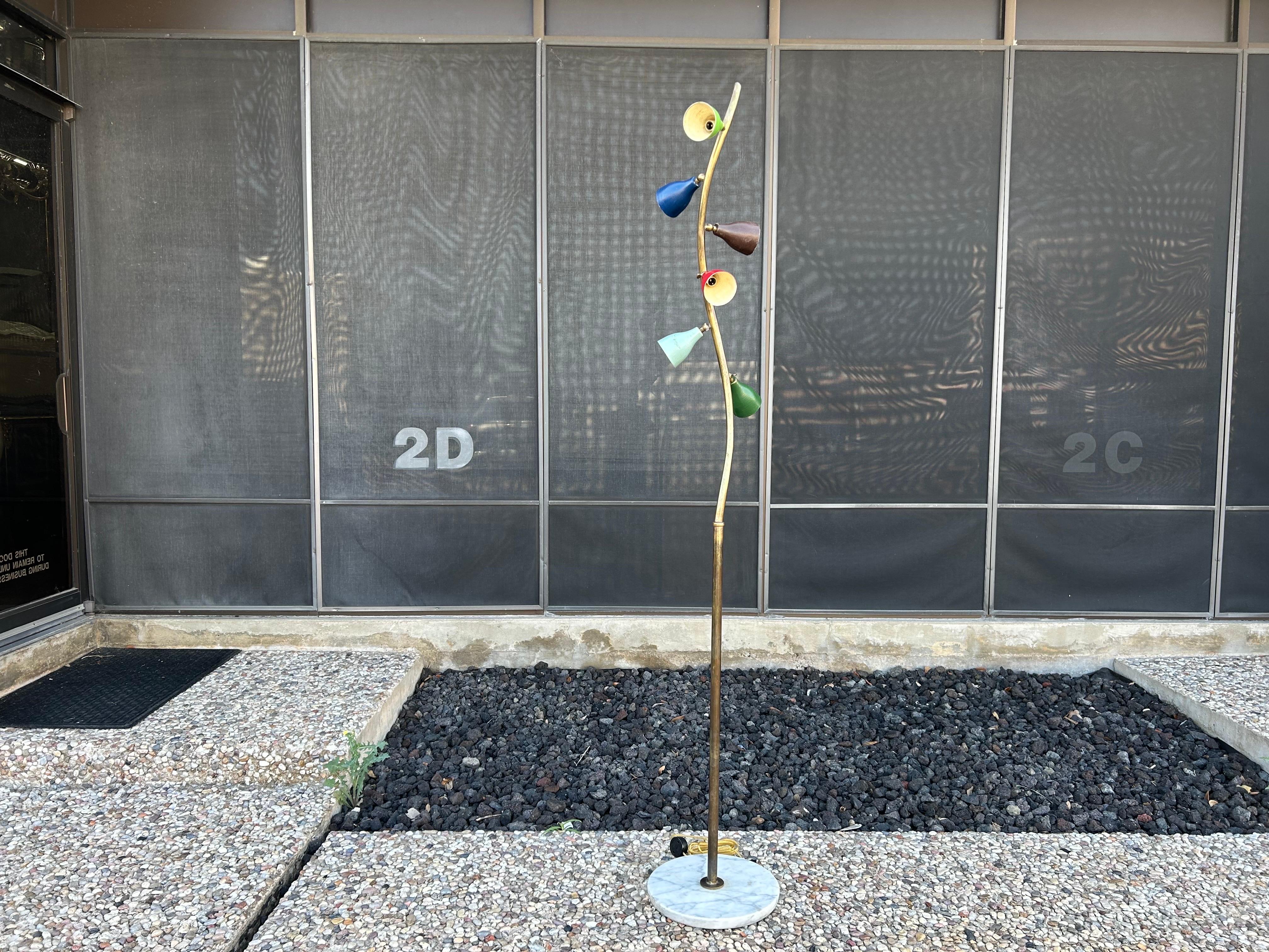 Mid-Century Modern Italian Modern Arteluce Attributed Multi-Cone Floor Lamp For Sale