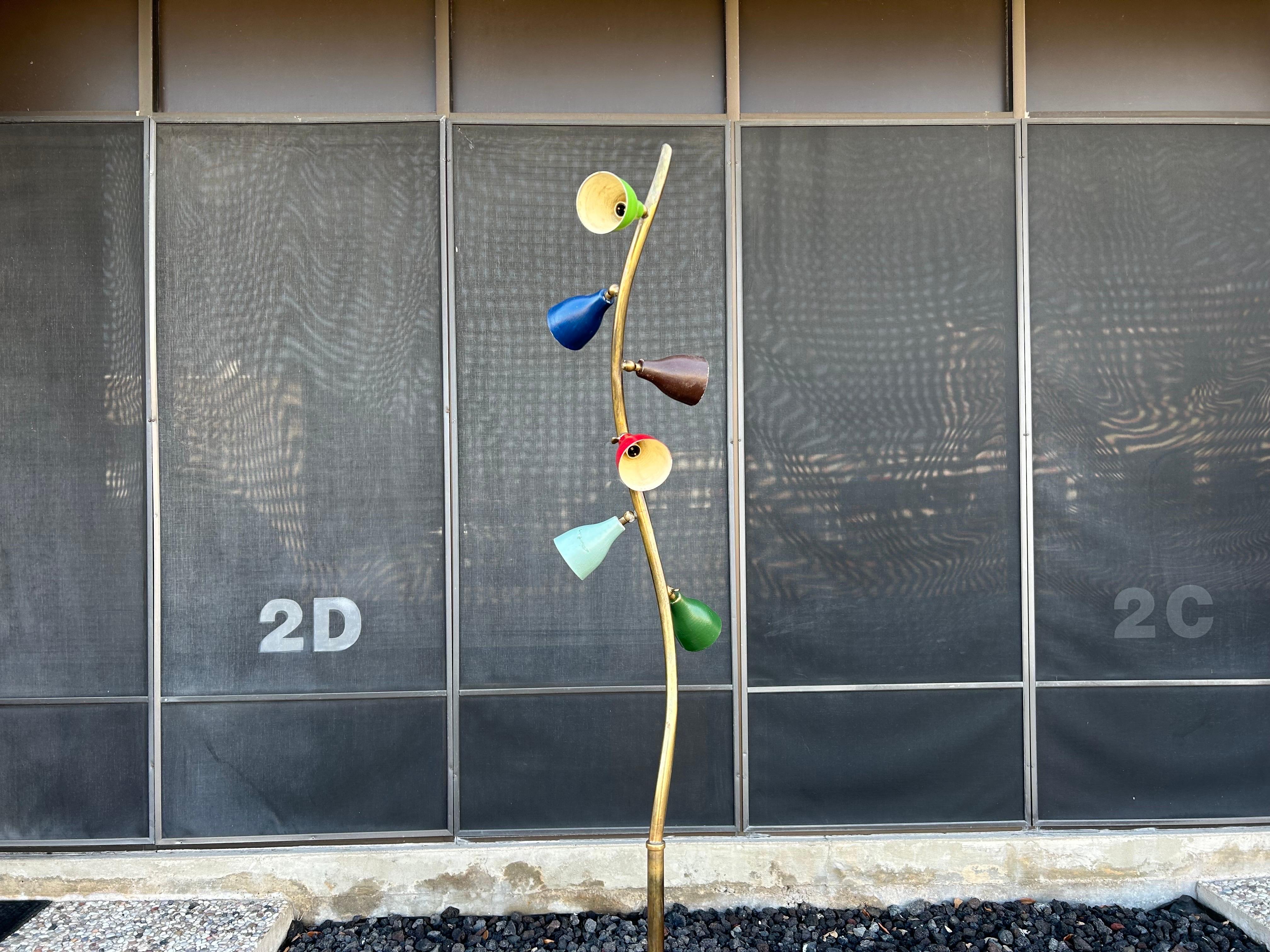 Italian Modern Arteluce Attributed Multi-Cone Floor Lamp In Good Condition For Sale In Houston, TX