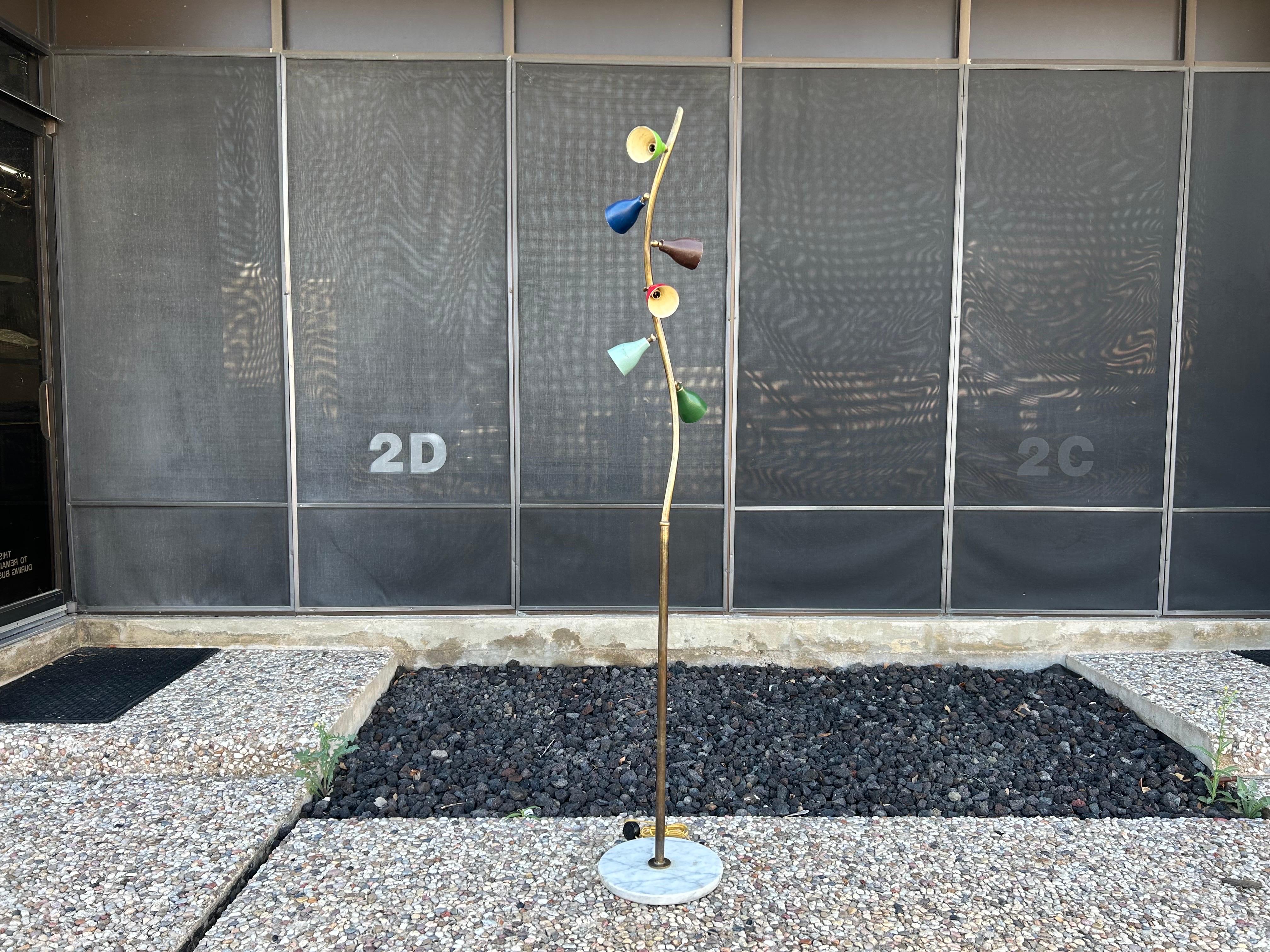 Mid-20th Century Italian Modern Arteluce Attributed Multi-Cone Floor Lamp For Sale