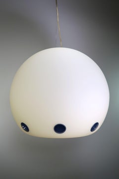 Arteluce 1978 White, Blue Frosted Glass Halloween Pendant