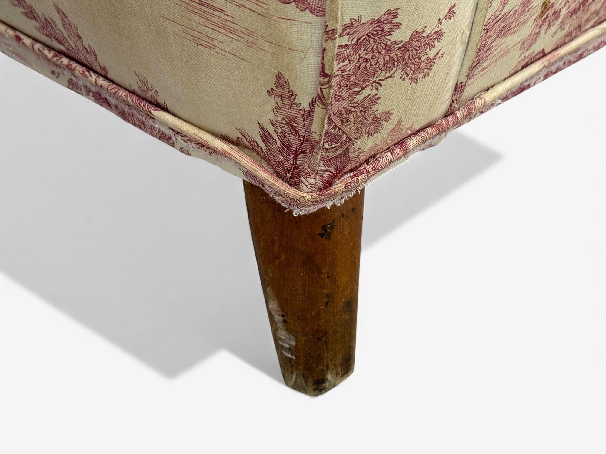 Chaises à dossier large modernes italiennes, en bois de frêne et tissu, Italie, années 1950 en vente 8