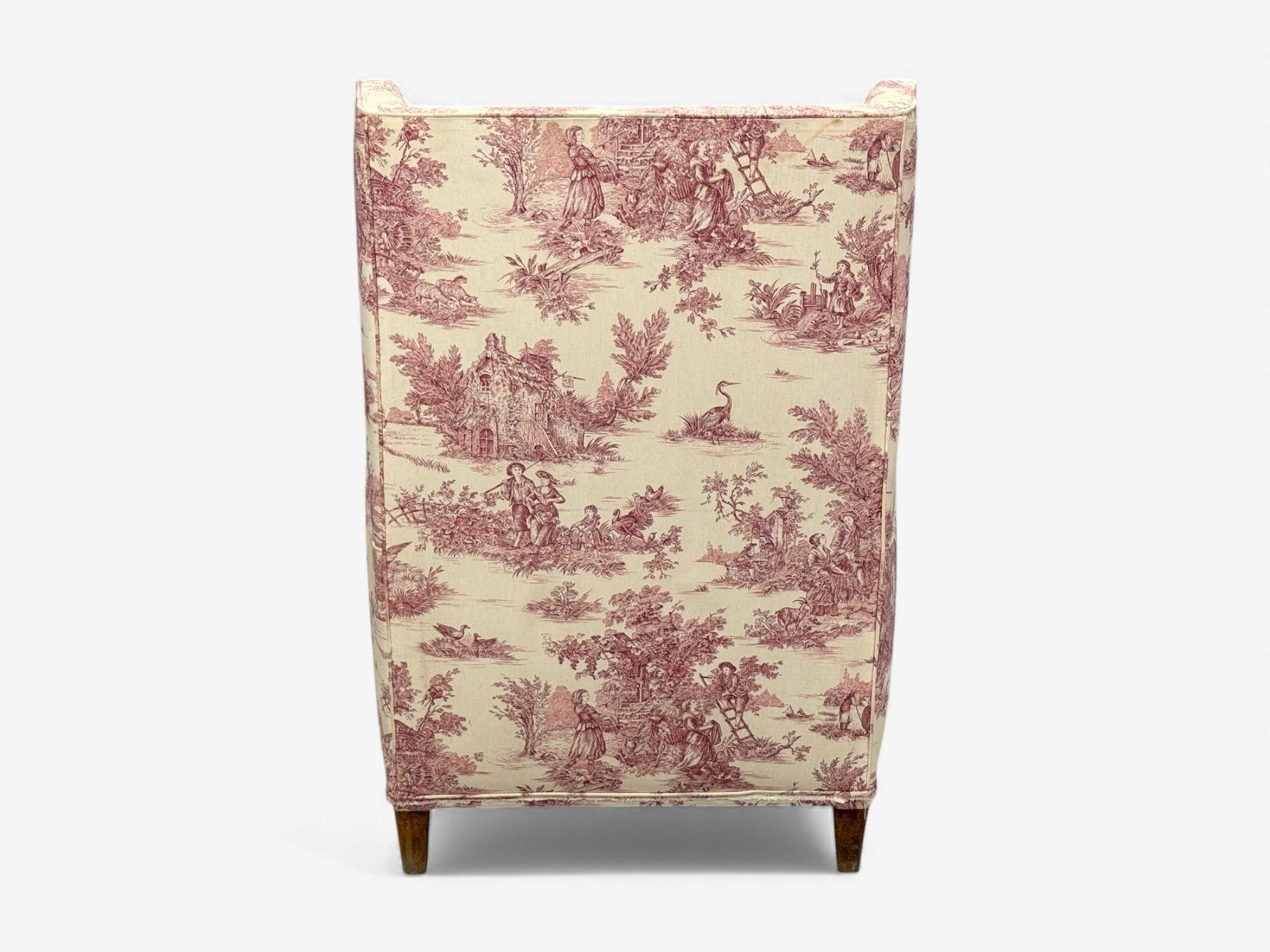 Chaises à dossier large modernes italiennes, en bois de frêne et tissu, Italie, années 1950 en vente 10