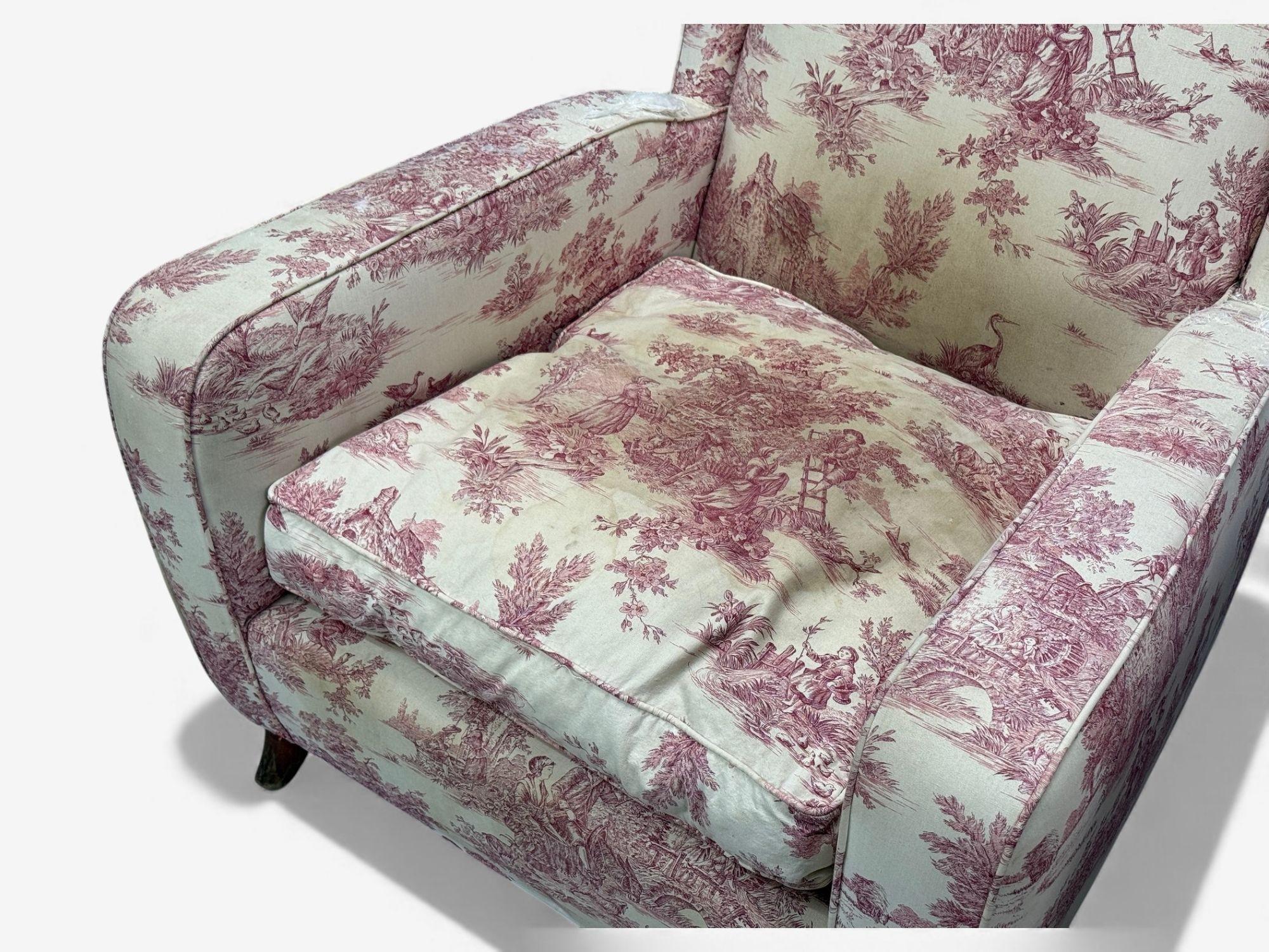 Chaises à dossier large modernes italiennes, en bois de frêne et tissu, Italie, années 1950 en vente 3