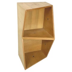 Vintage Italian modern Asymmetric bookcase with 2 shelves in light wood, 1980s