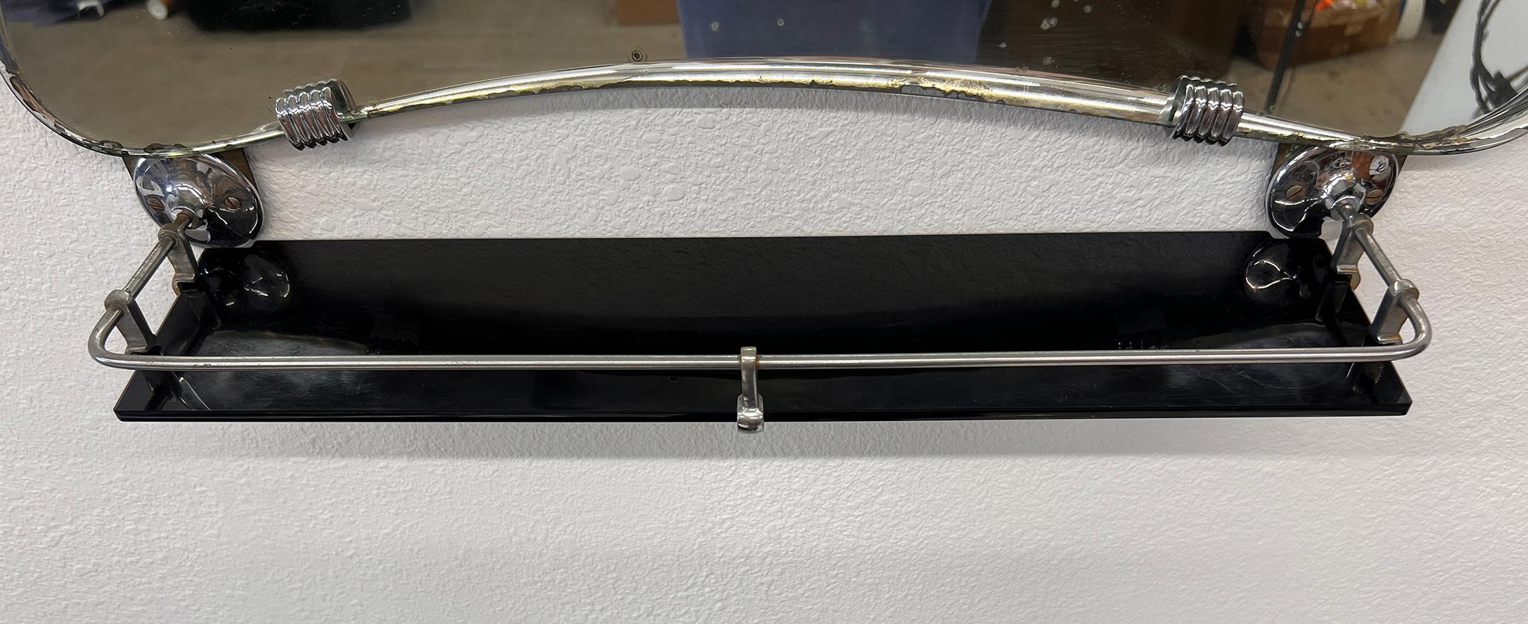 Italian Modern Asymmetrical Mirror With Shelf For Sale 2