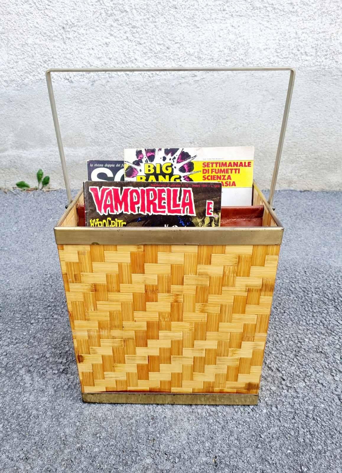 Portariviste moderno in bambù e ottone, Italia 70 in vendita 4